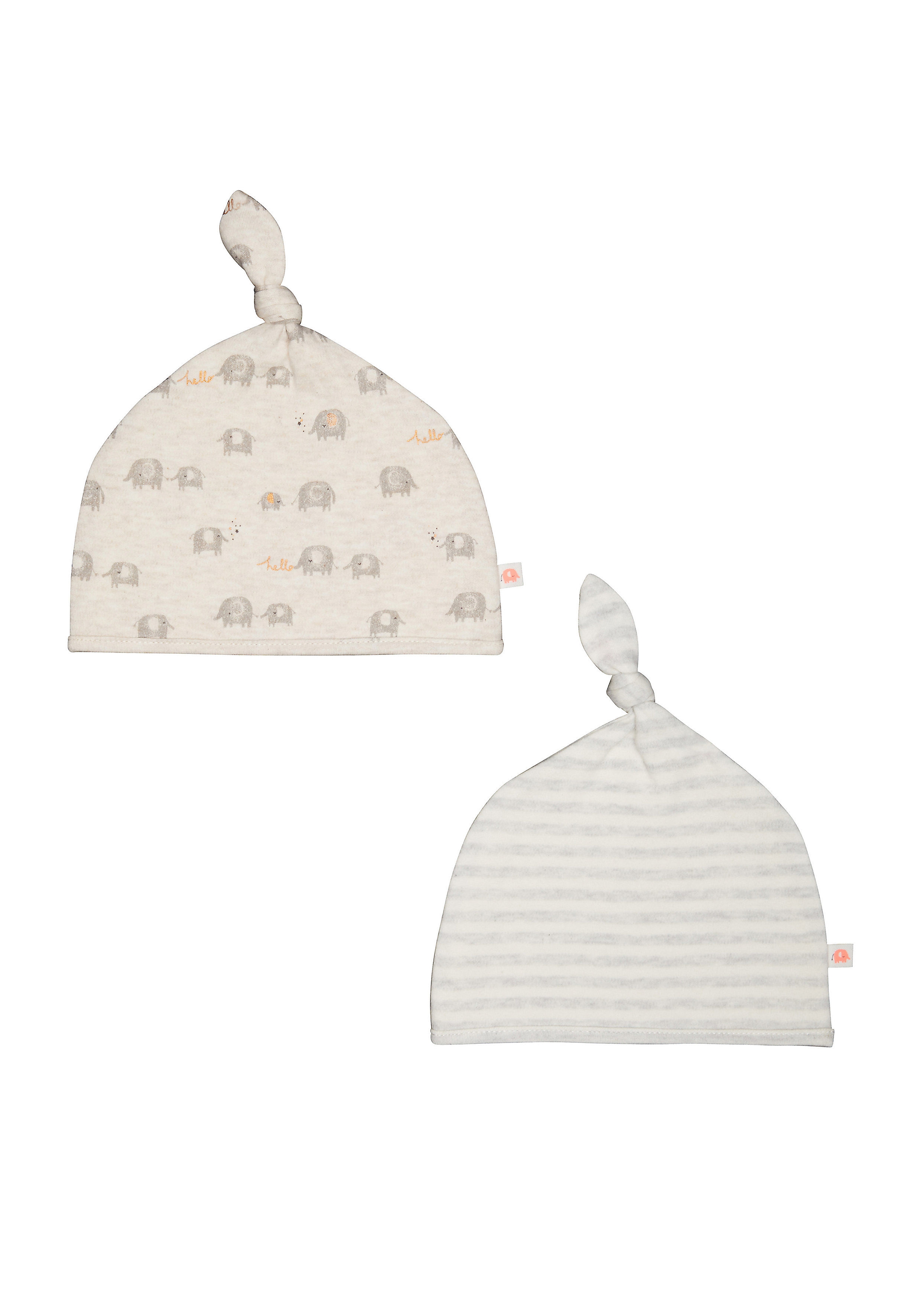 Unisex Hat Striped And Elephant Print - Pack Of 2 - Beige
