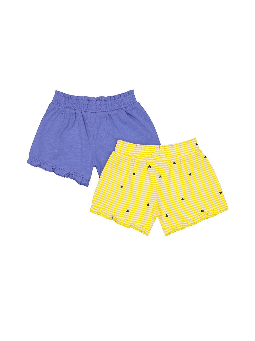Mothercare | Girls Stripe Frilled Jersey Shorts - Pack Of 2 - Multicolor