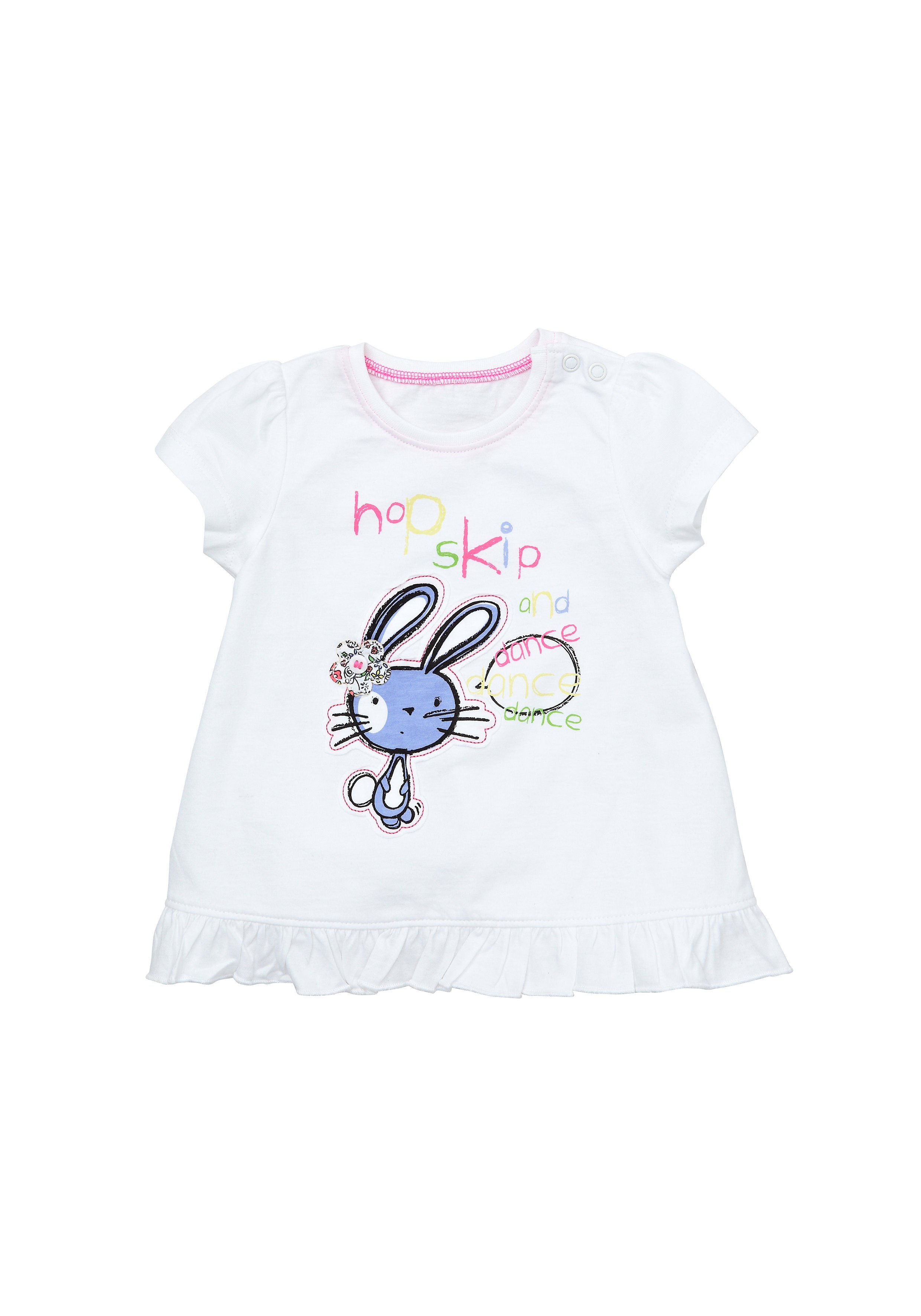 Mothercare | Girls Half Sleeves T-Shirt Bunny Patchwork - White
