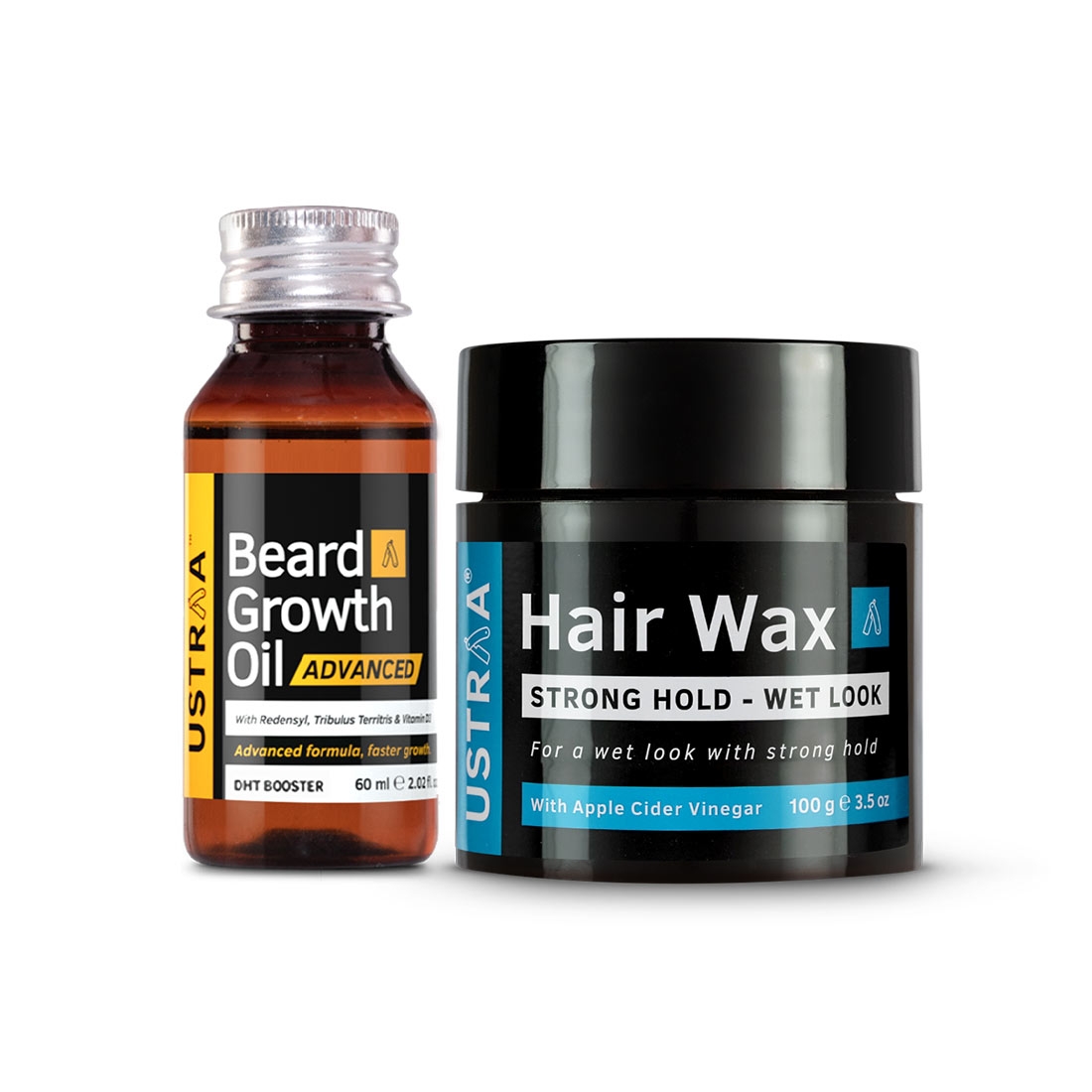 Ustraa Beard growth Oil – Advanced 60 ml & Hair Wax Wet Look 100 g