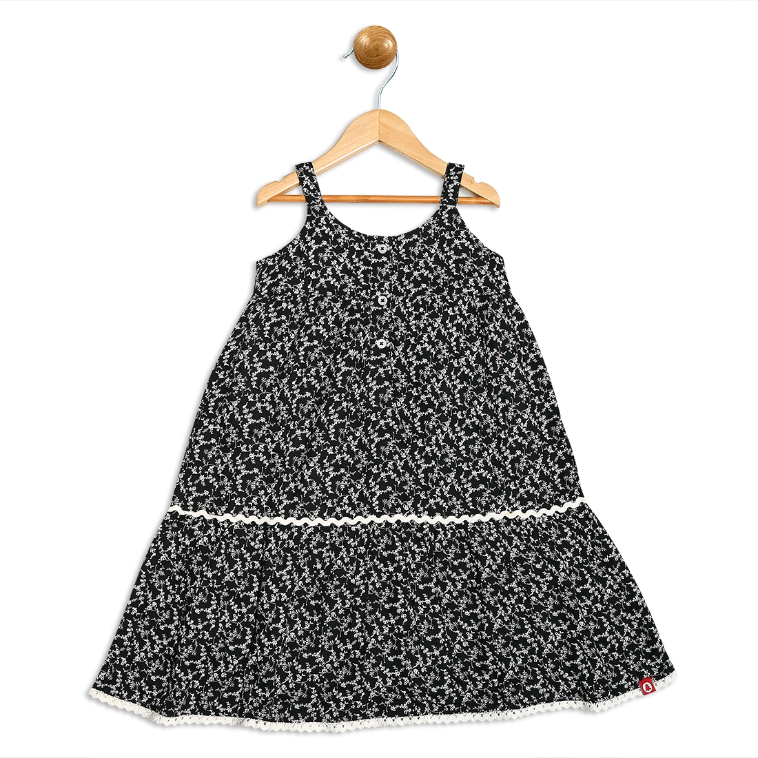 Pinehill | Pinehill Kids Girls Black Floral Strap Dress