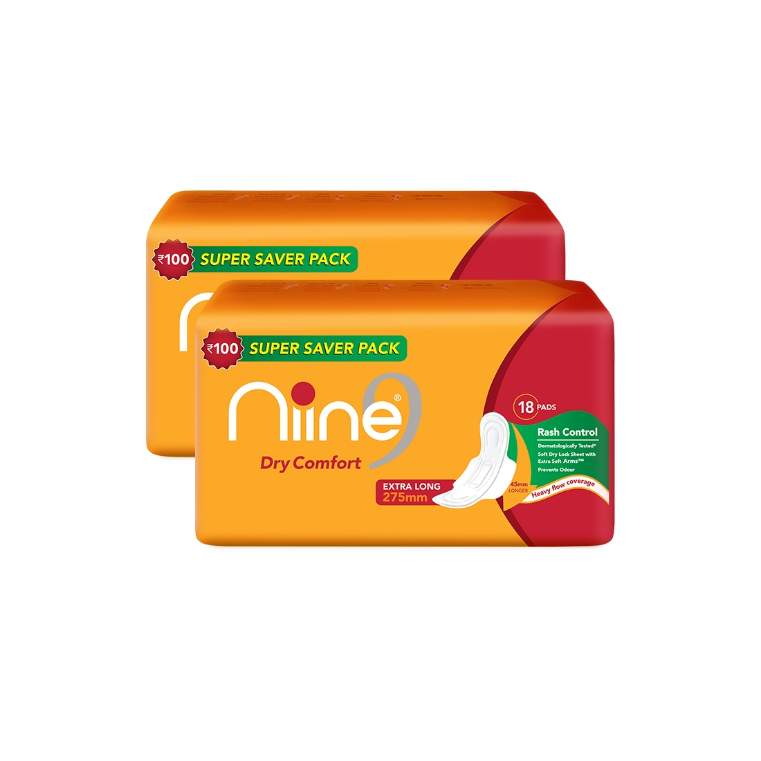 NIINE | Niine Extra Long Sanitary Pads for Women (Pack of 2)