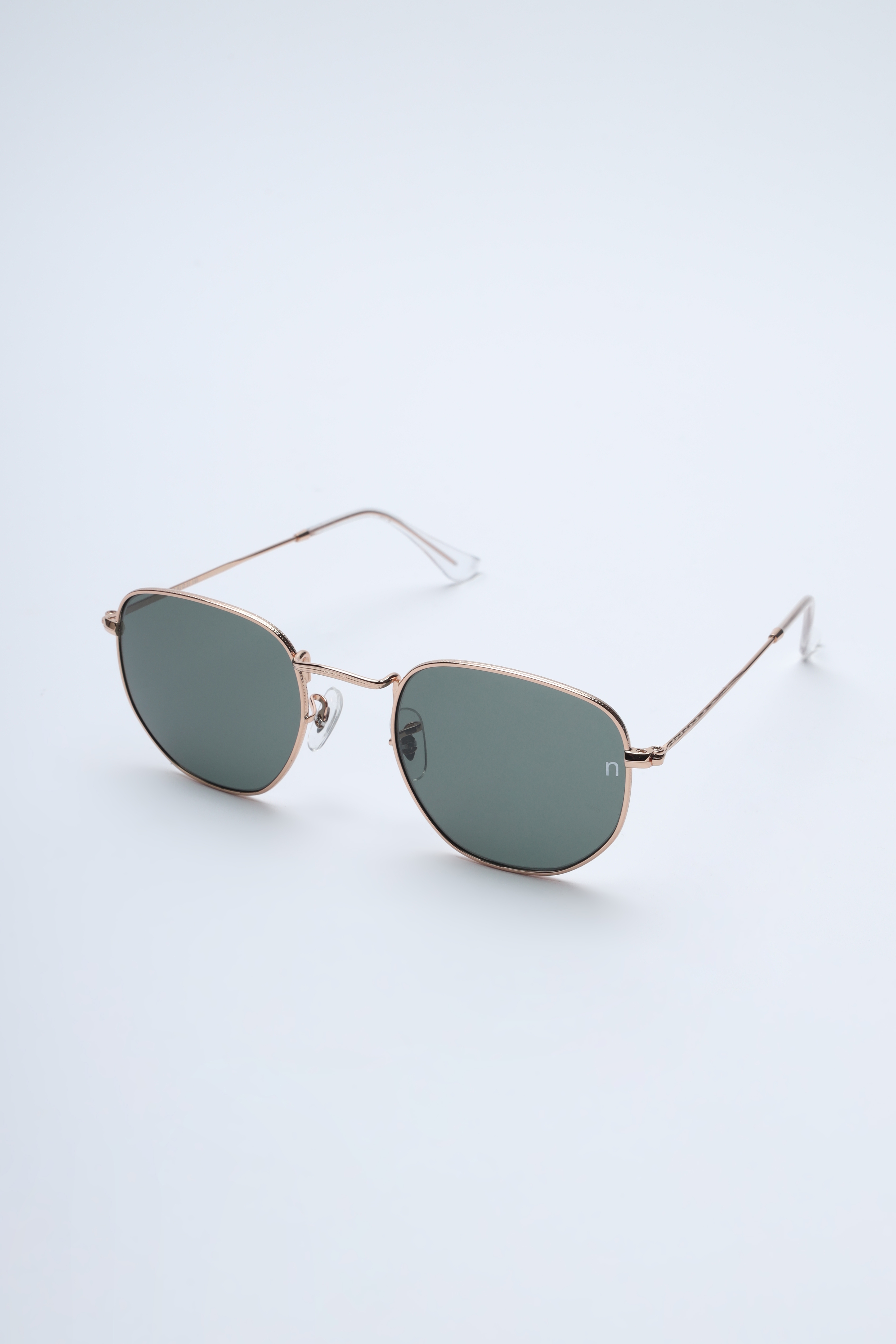 Noggah | Noggah Stainless Steel Gold Frame with Green Glass UV Protection Lens  Medium Size Unisex Sunglasses 