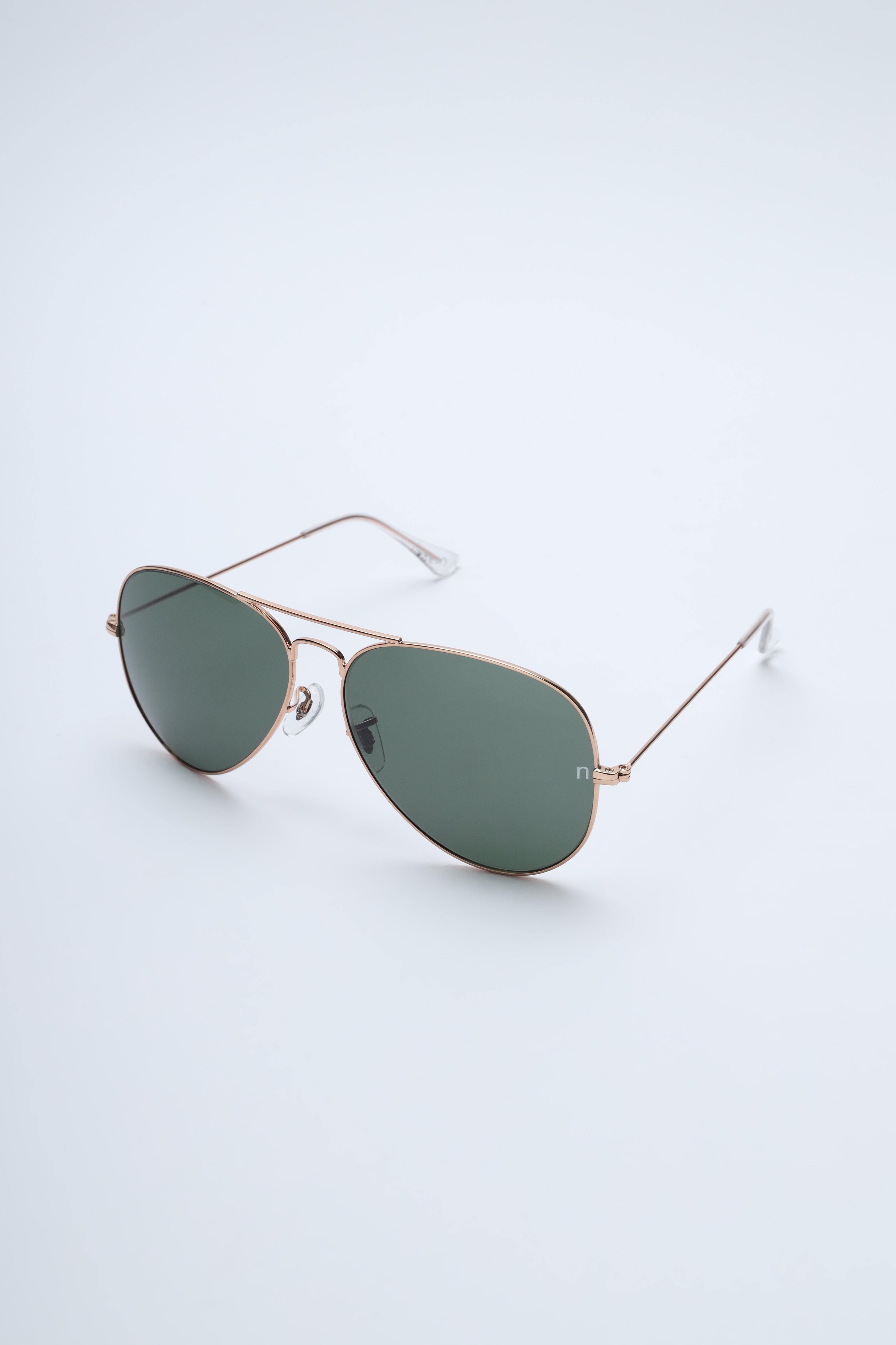 Noggah | Noggah Aviator Stainless Steel Gold Frame with Green Glass UV Protection Lens  Large Size Unisex Sunglasses