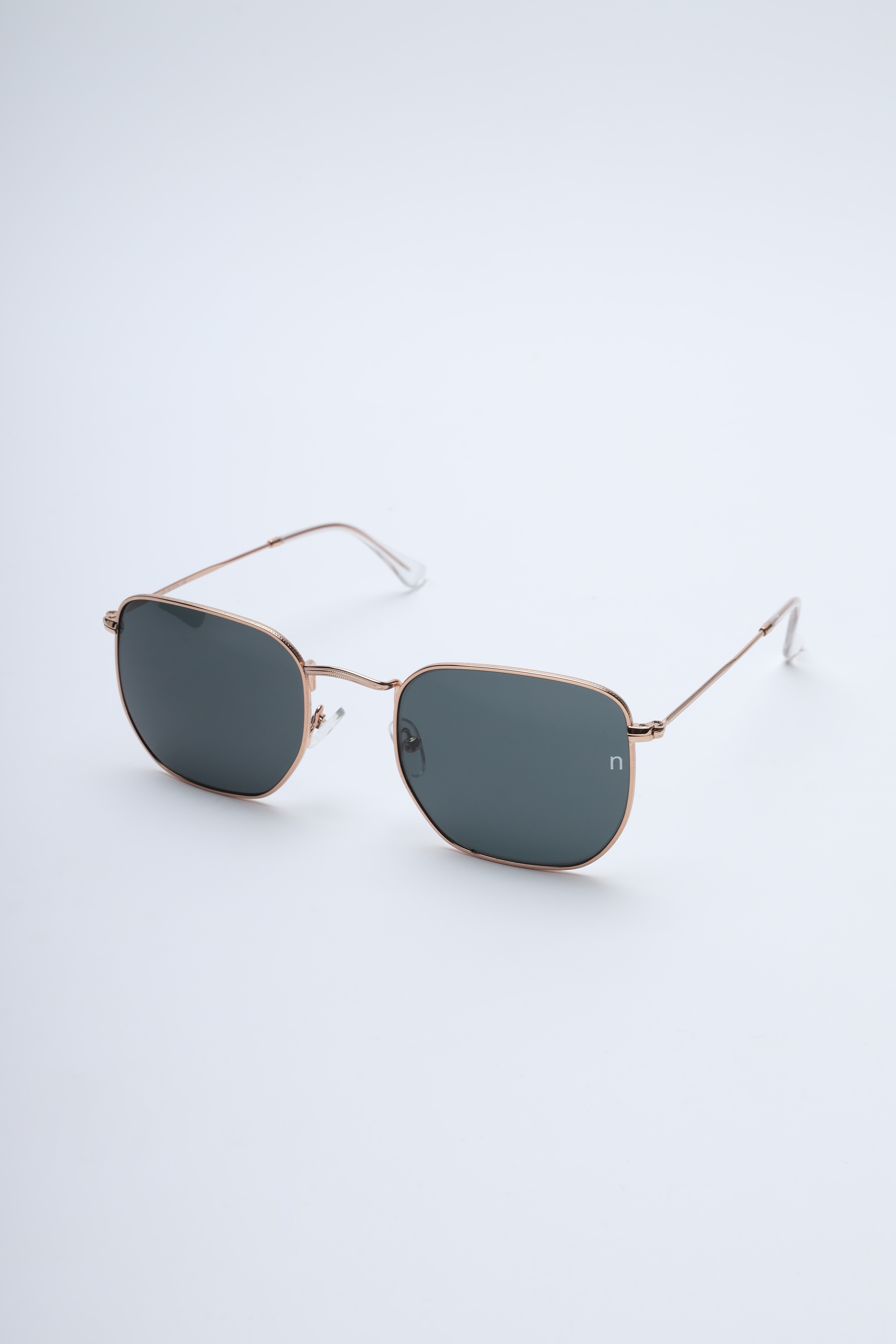 Noggah | Noggah Stainless Steel Gold Frame with Black Glass UV Protection Lens  Large Size Unisex Sunglasses 