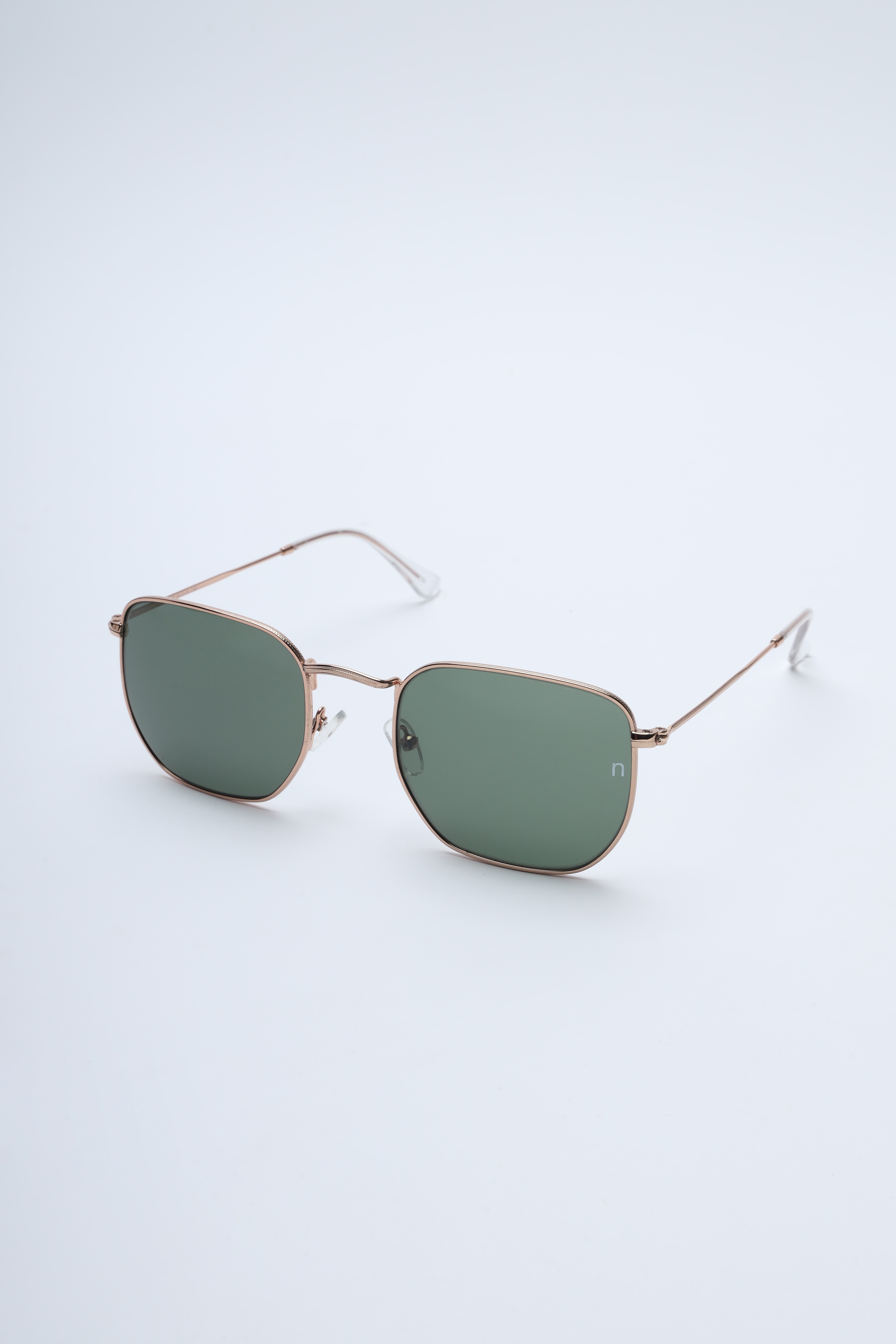 Noggah | Noggah Stainless Steel Gold Frame with Green Glass UV Protection Lens  Large Size Unisex Sunglasses 