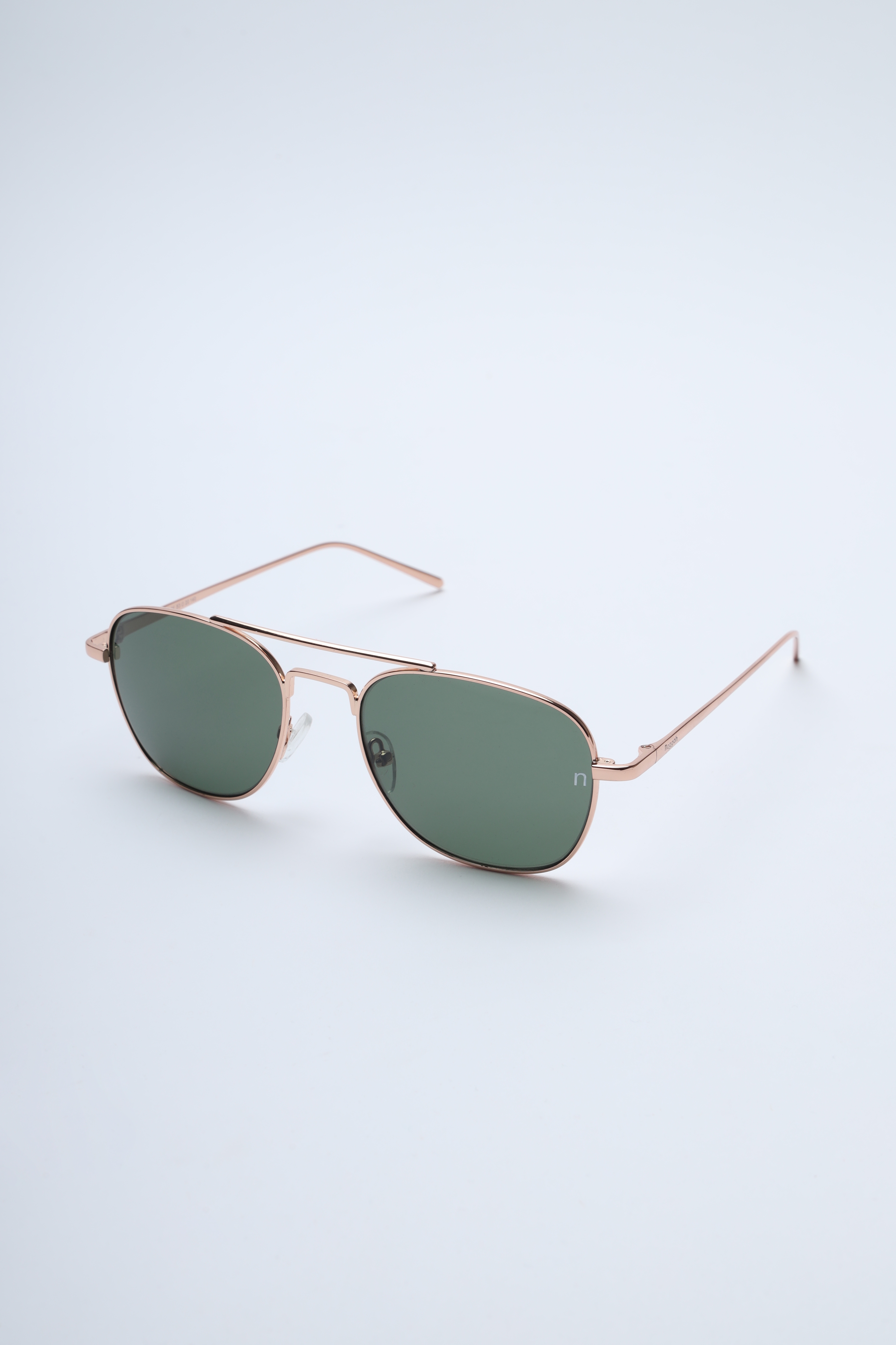 Noggah | Noggah Stainless Steel Gold Frame with Green Glass UV Protection Lens  Large Size Unisex Sunglasses