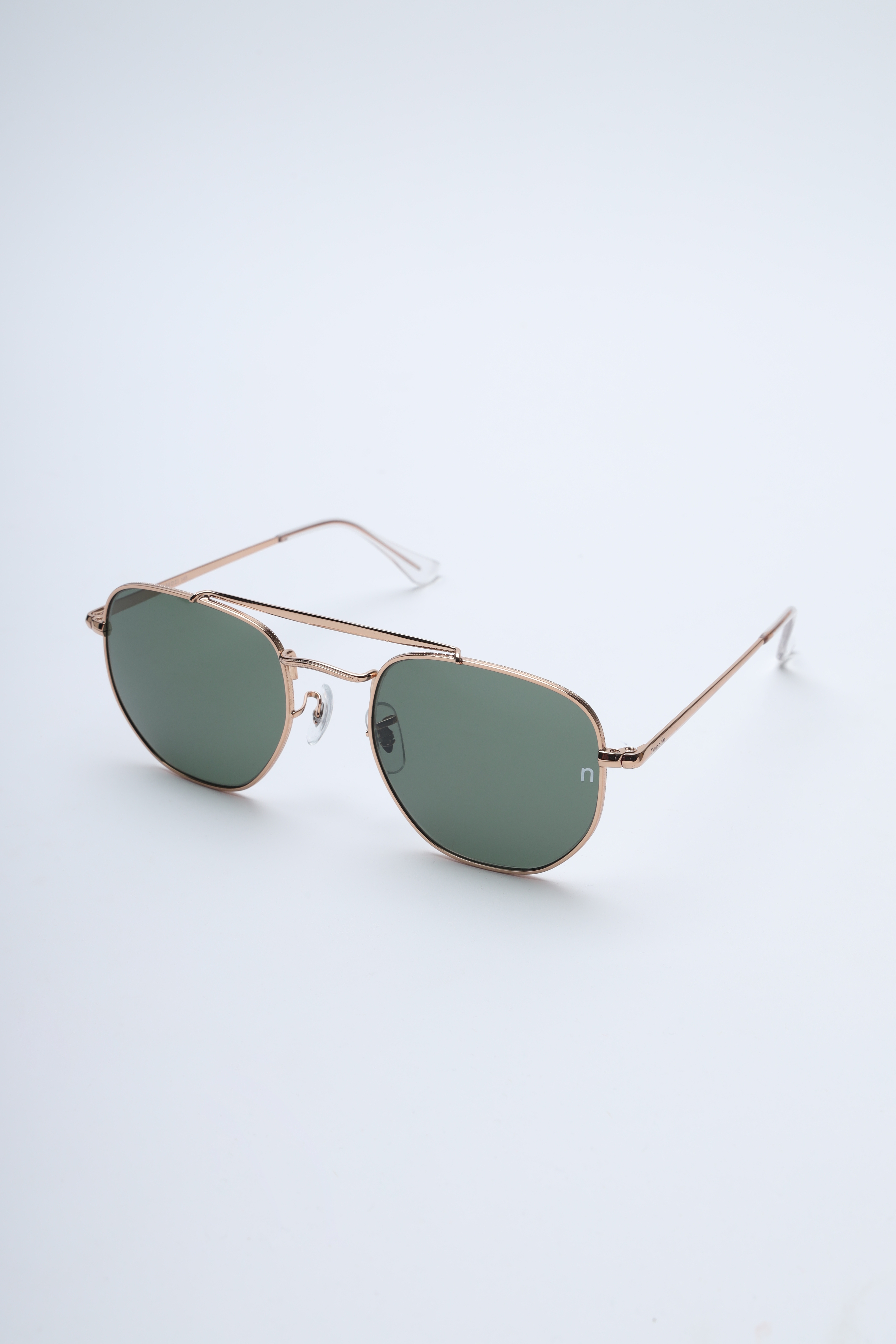 Noggah | Noggah Stainless Steel Gold Frame with Green Glass UV Protection Lens  Large Size Unisex Sunglasses 