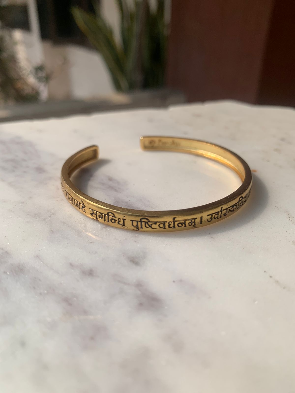 PARISHRI JEWELLERY | Mahamrityunjay mantra bangle 18k gold plated brass