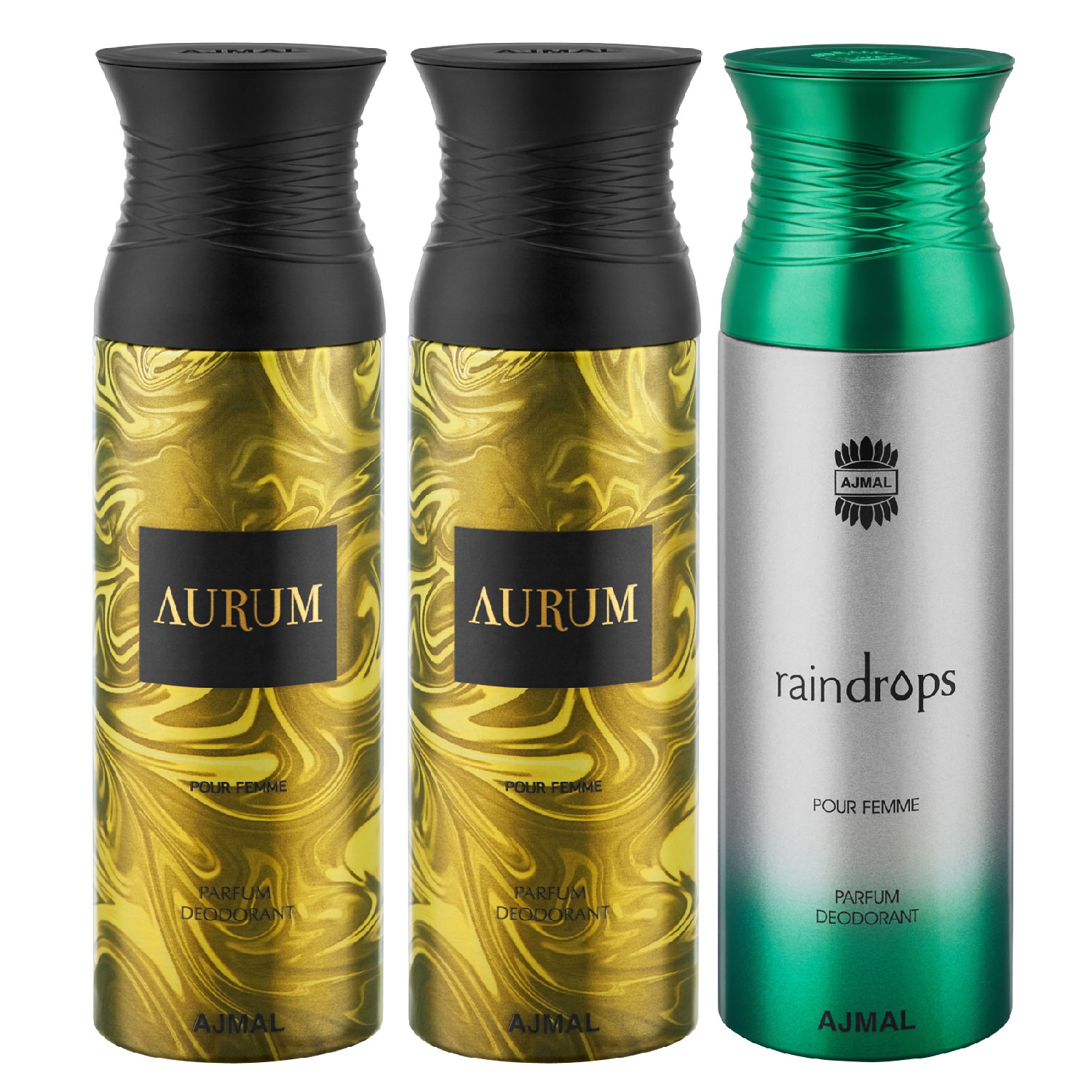 Ajmal | Ajmal Aurum & Aurum & Raindrops Deodorant Spray - For Women (200 ml, Pack of 3)