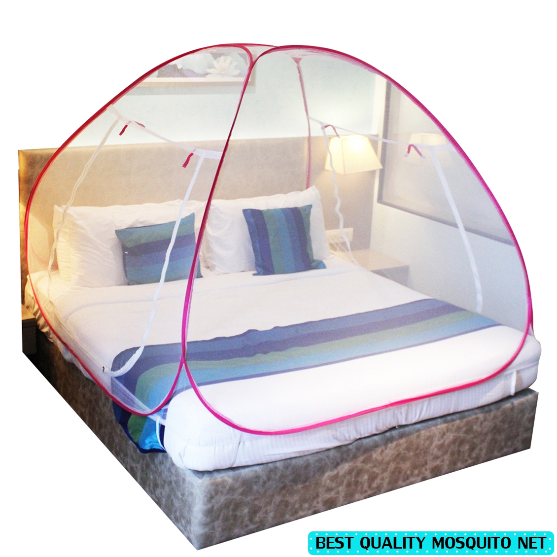 Paola Jewels | Paola Pink Mosquito Net Foldable Double Bed Net King Size 