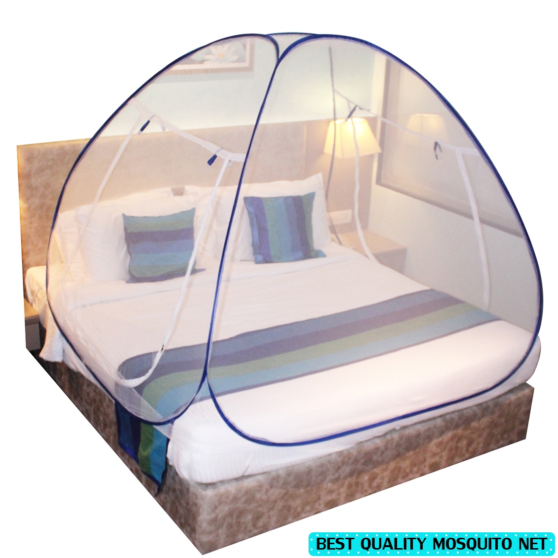 Paola Jewels | Paola Blue Mosquito Net Foldable Double Bed Net King Size 