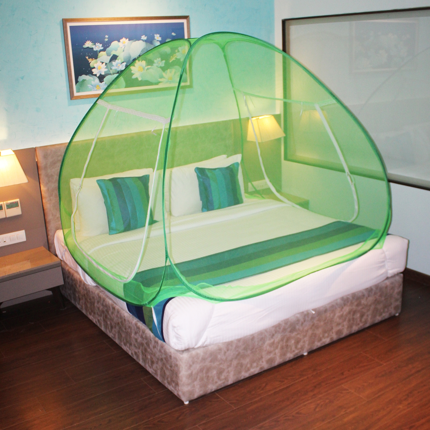 Paola Jewels | Paola Mosquito Net Green And Green Foldable Double Bed Net King Size 
