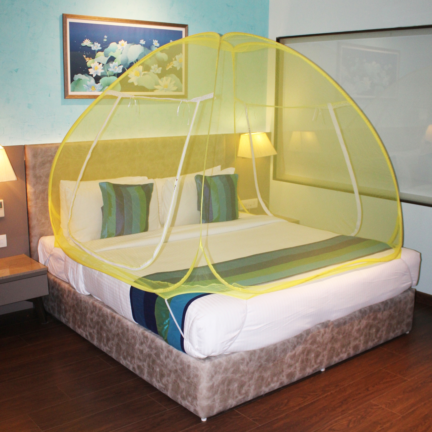 Paola Jewels | Paola Mosquito Net Yellow And Yellow Foldable Double Bed Net King Size 