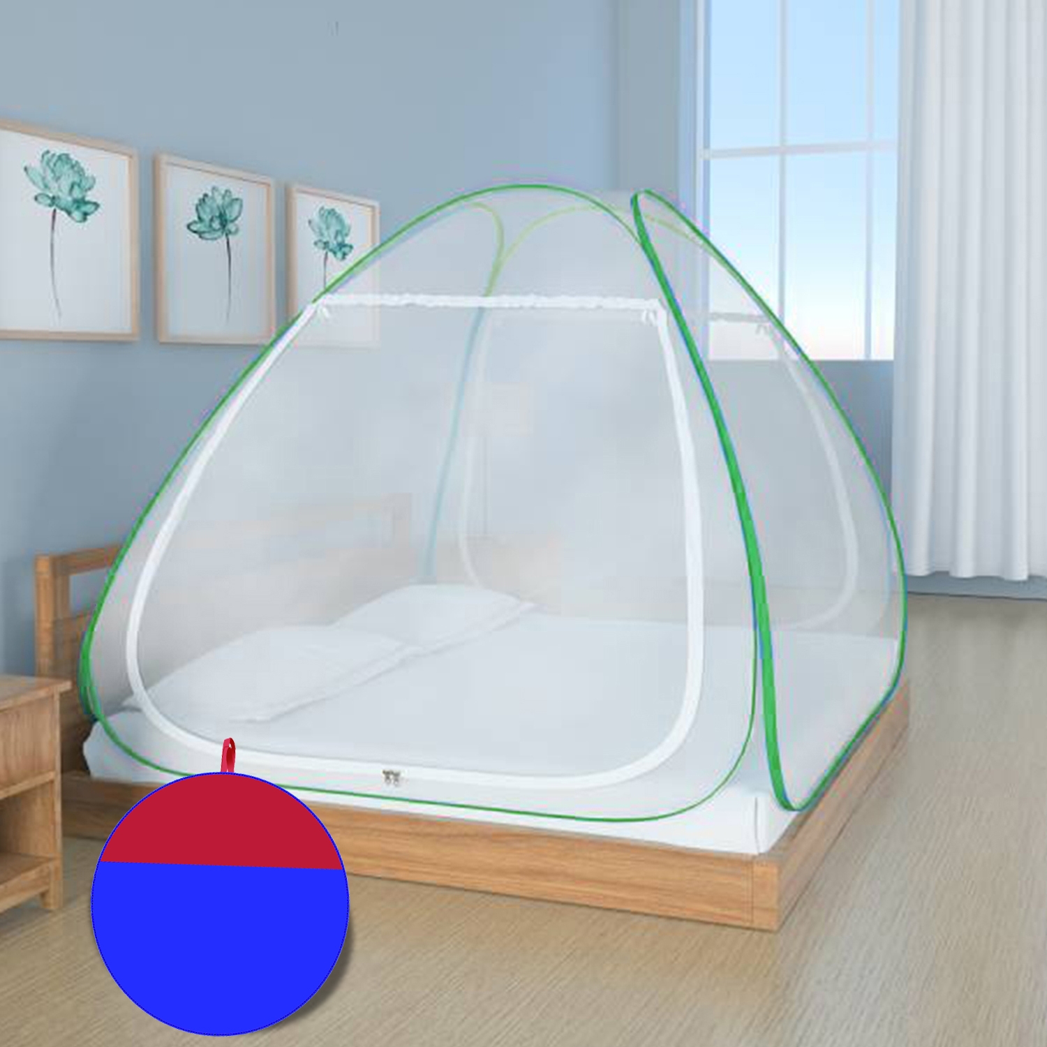 Paola Jewels | Paola Green Mosquito Net Foldable Double Bed Net King Size 