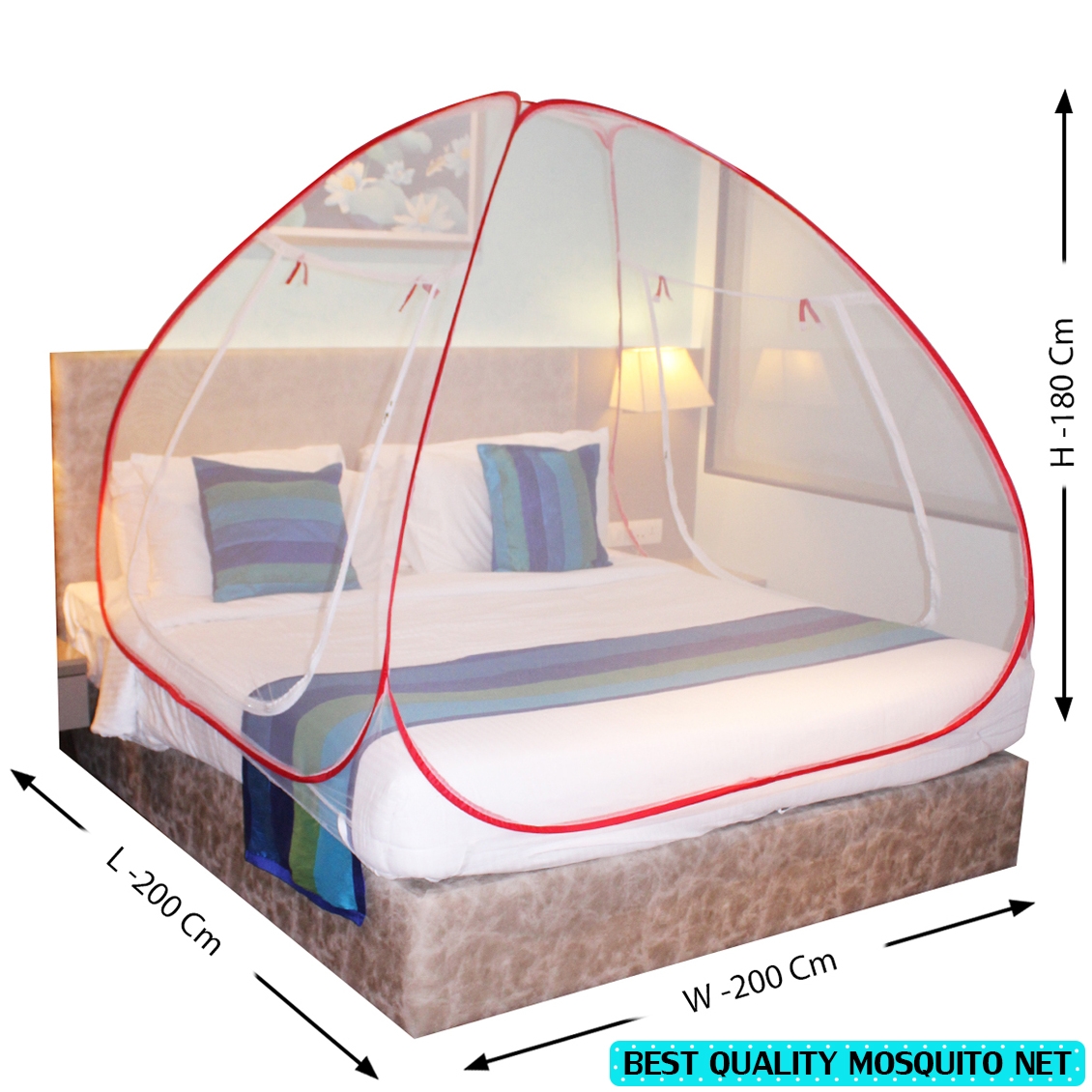 Paola Jewels |  Red Mosquito Net Foldable Double Bed Net King Size Pack Of 2 2