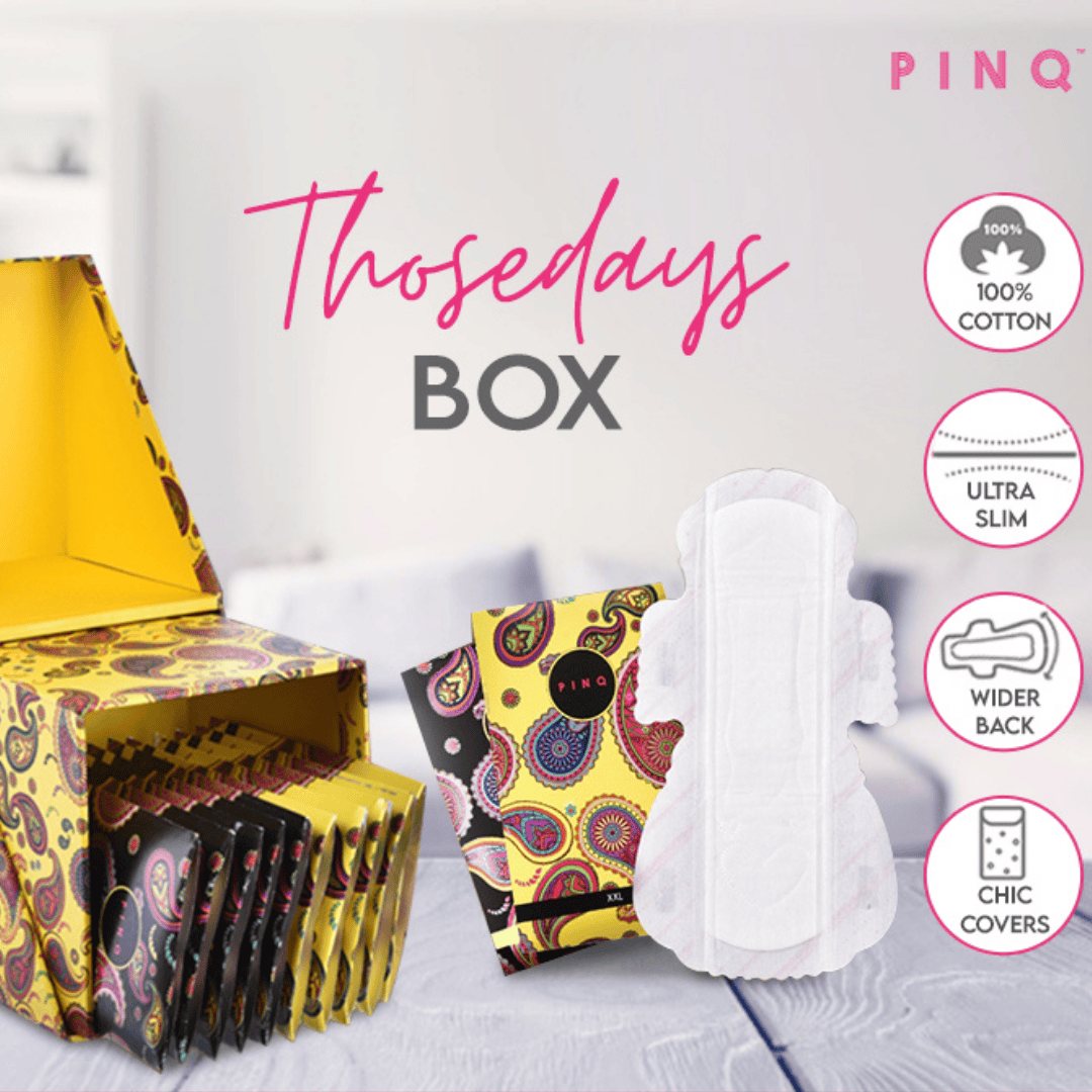 Pinq Those Days Box, Premium Soft Organic Cotton Feel Ultra Sanitary Pads With Individual Biodegradable Disposable Pouch, 6 XXL and 6 XL