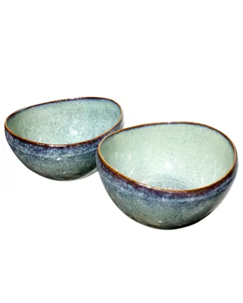 Order Happiness | Order Happiness Ceramic Stoneware, Ceramic Vegetable Bowl  (Green, Pack of 2)
