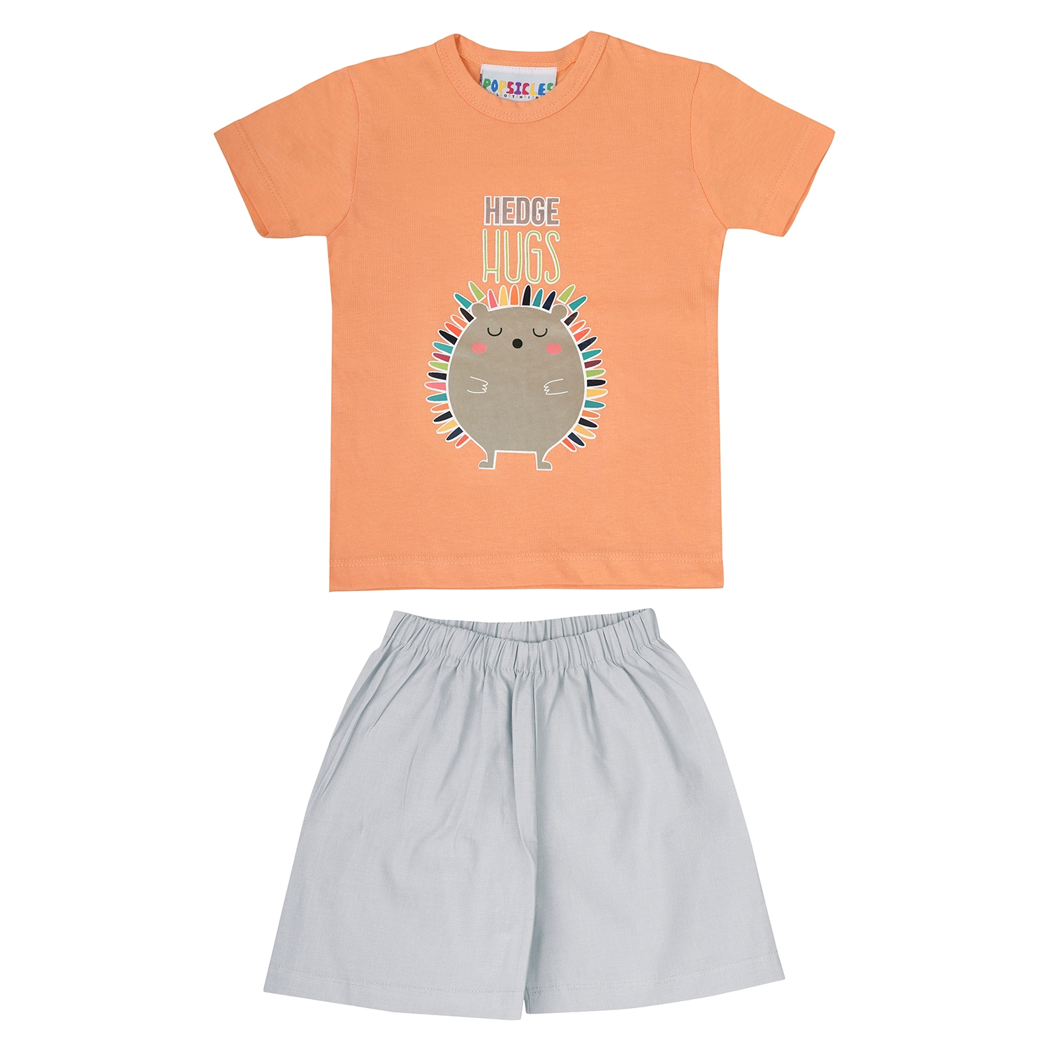 Popsicles Clothing | Popsicles Soft Cotton Comfort fit Round Neck Short Sleeves T-Shirt and Shorts Set for Boys - Orange  (0-6M)