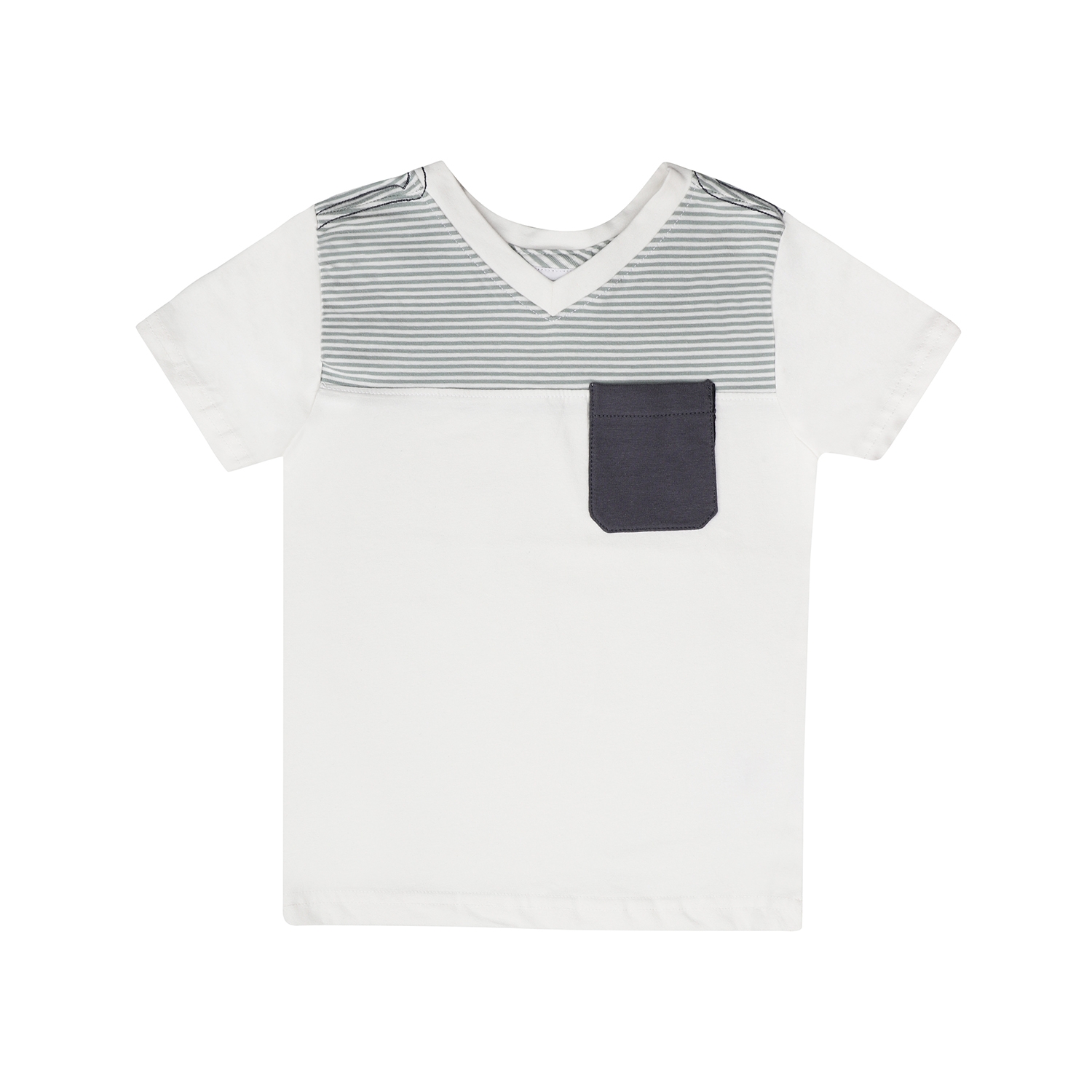 Popsicles Clothing | Popsicles Soft Cotton Comfort fit V-Neck Short Sleeves Boys T-Shirt - Off White (0-6M)