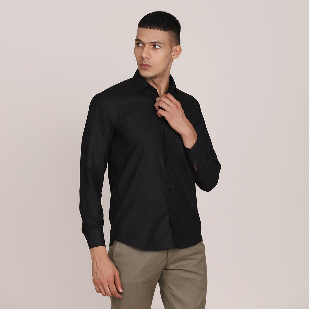 TAHVO | Tahvo Men Slim Fit Black Casual Shirt 