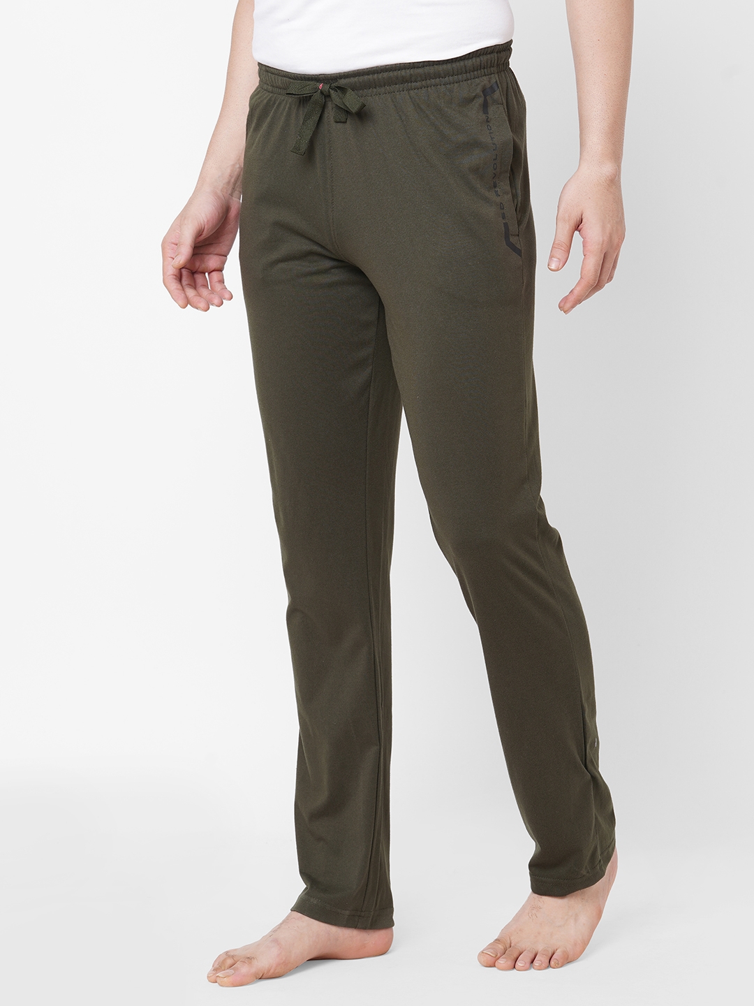 Sweet Dreams Men Olive Cotton-Poly Solid Lounge Pants