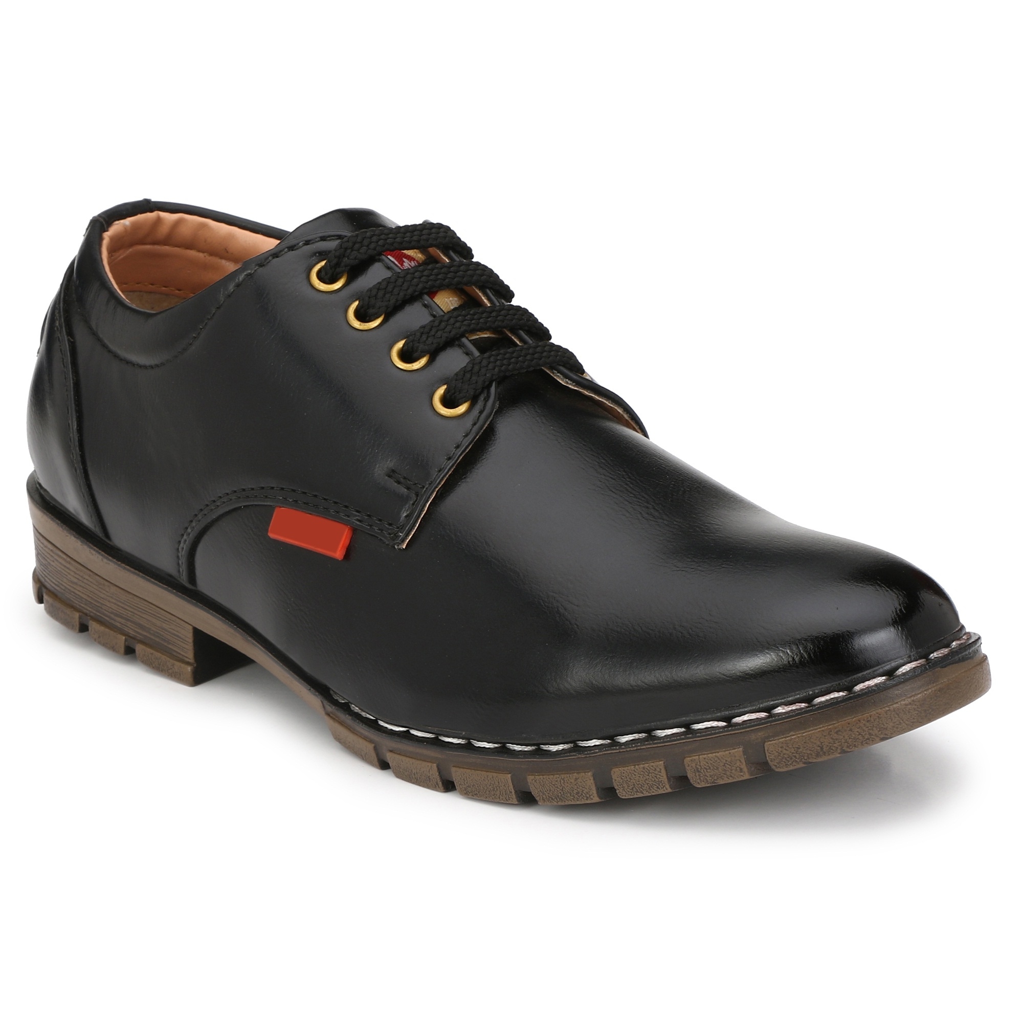 RAY J Black Lace-Up Derby Shoes For Men