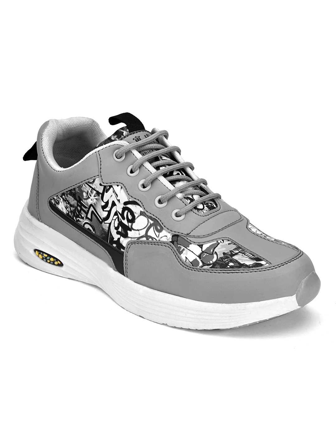 RAY J Grey Lace-Up Sneakers For Men