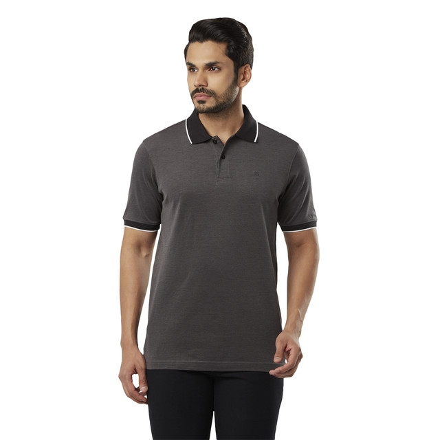Black Melange Contemporary Fit Polo T-Shirt