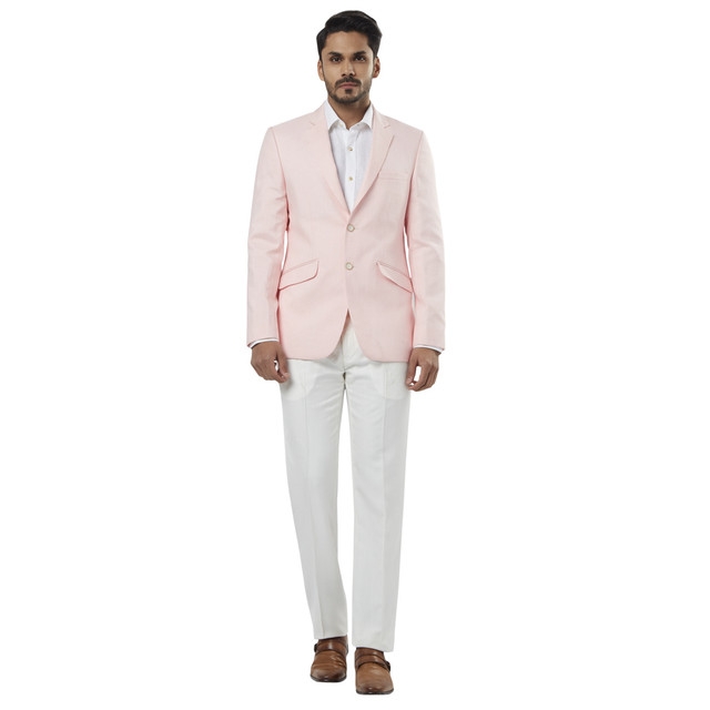 Raymond | Pink and White Solid Two Buttoned Suit