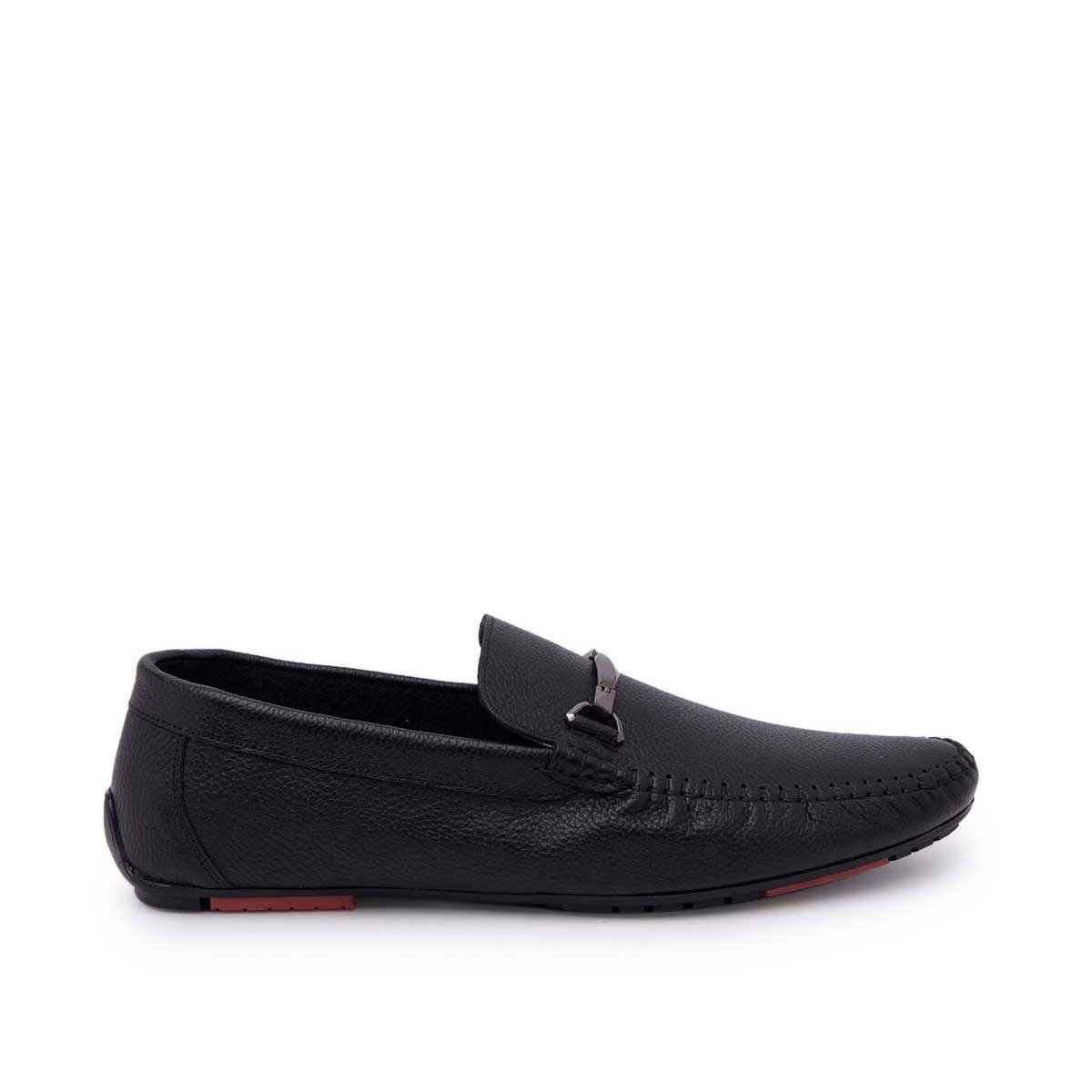 Regal | BLACK LEATHER FORMAL LOAFERS WITH METAL ORNAMENT