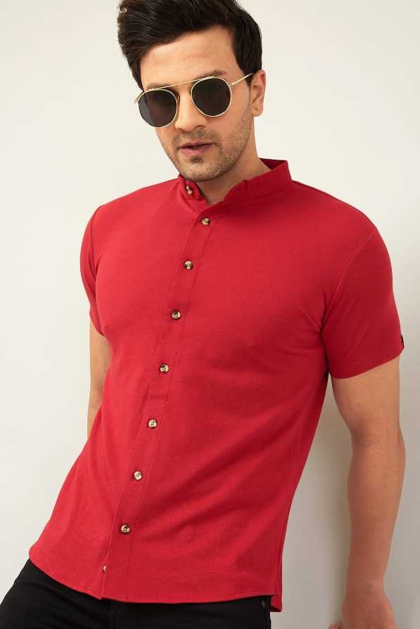 RodZen | Diversify Men's Cotton Blend Maroon Casual Shirt