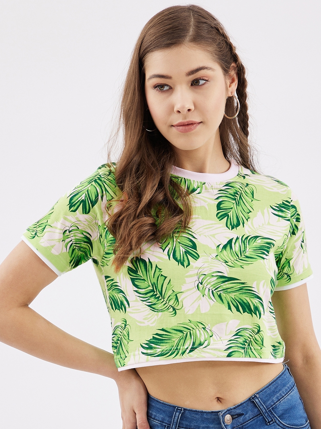 RodZen | RodZen Women's Cotton Tropical Print Crop T-Shirt