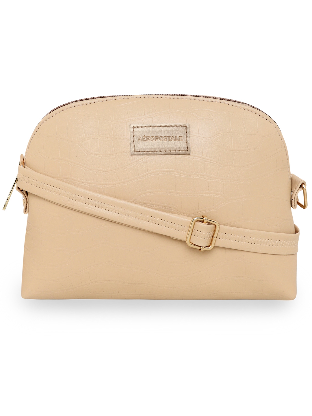 Aeropostale Textured Kylie PU Sling Bag with non-detachable strap (Cream)