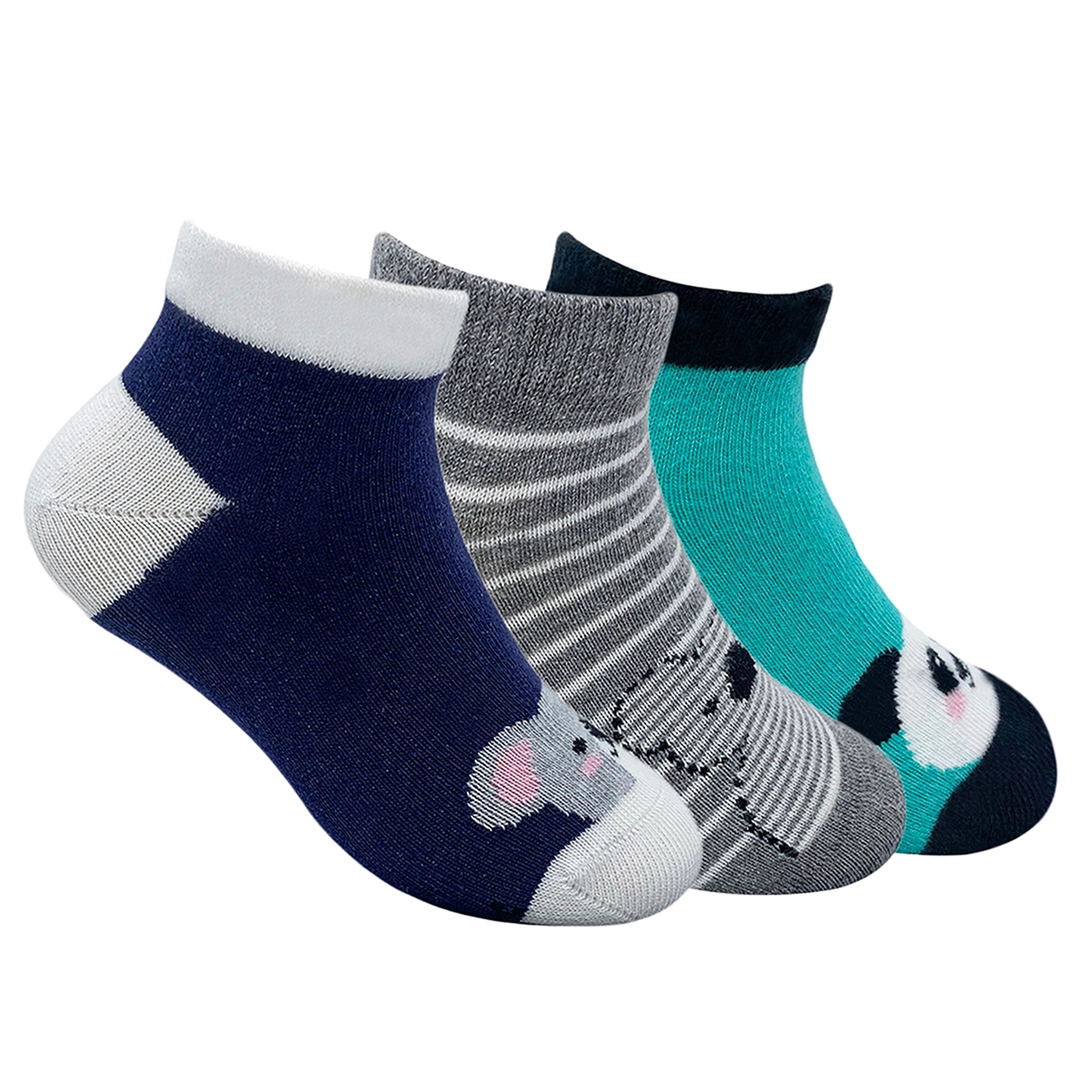 Mint & Oak | Mint & Oak Big Bear Hug Cotton Multi Ankle Length Socks for Kids - Pack of 3