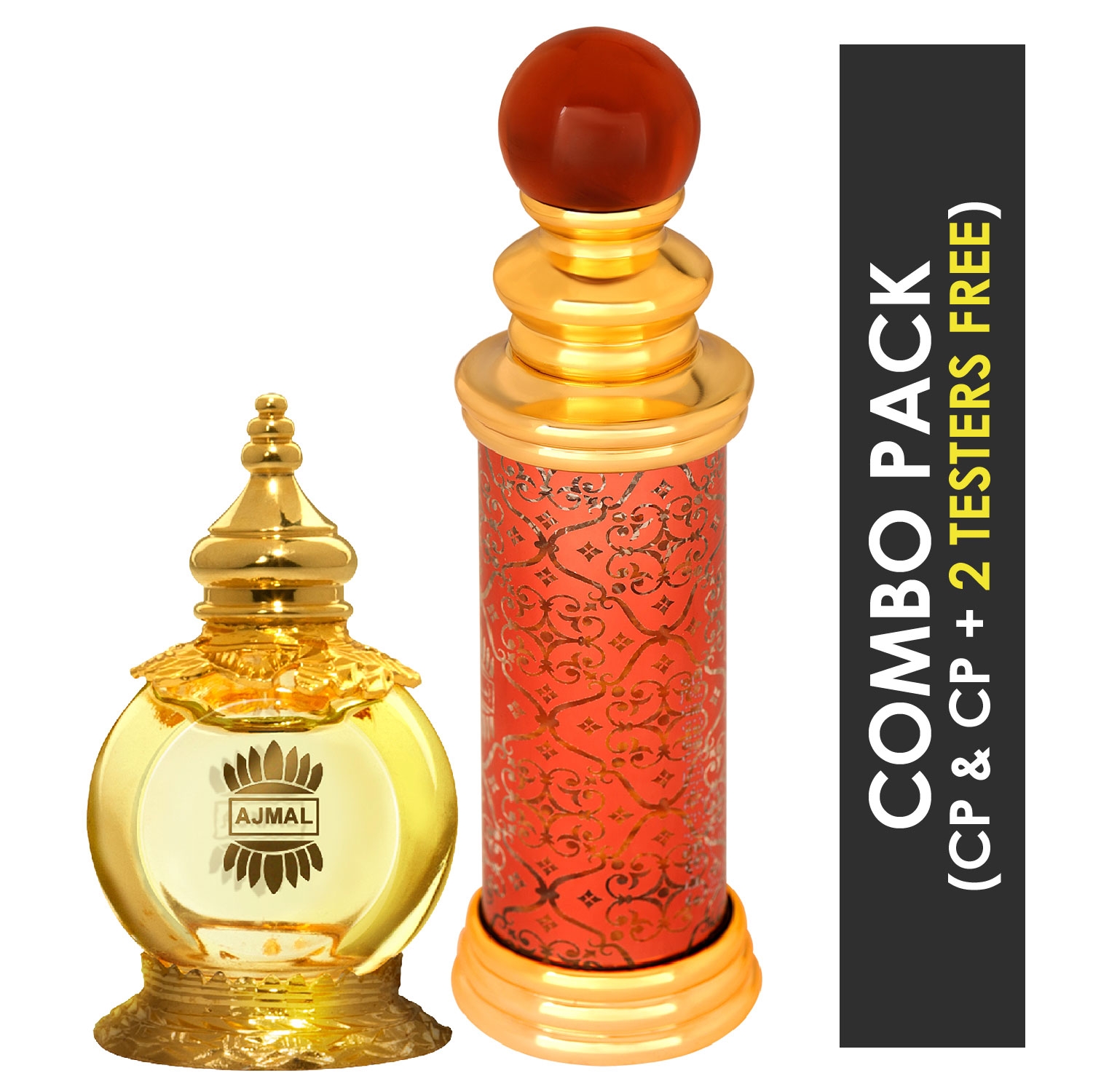 Ajmal | Ajmal Mukhallat AL Wafa Concentrated Perfume Attar 12ml for Unisex and Classic Oud Concentrated Perfume Attar 10ml for Unisex + 2 Parfum Testers FREE