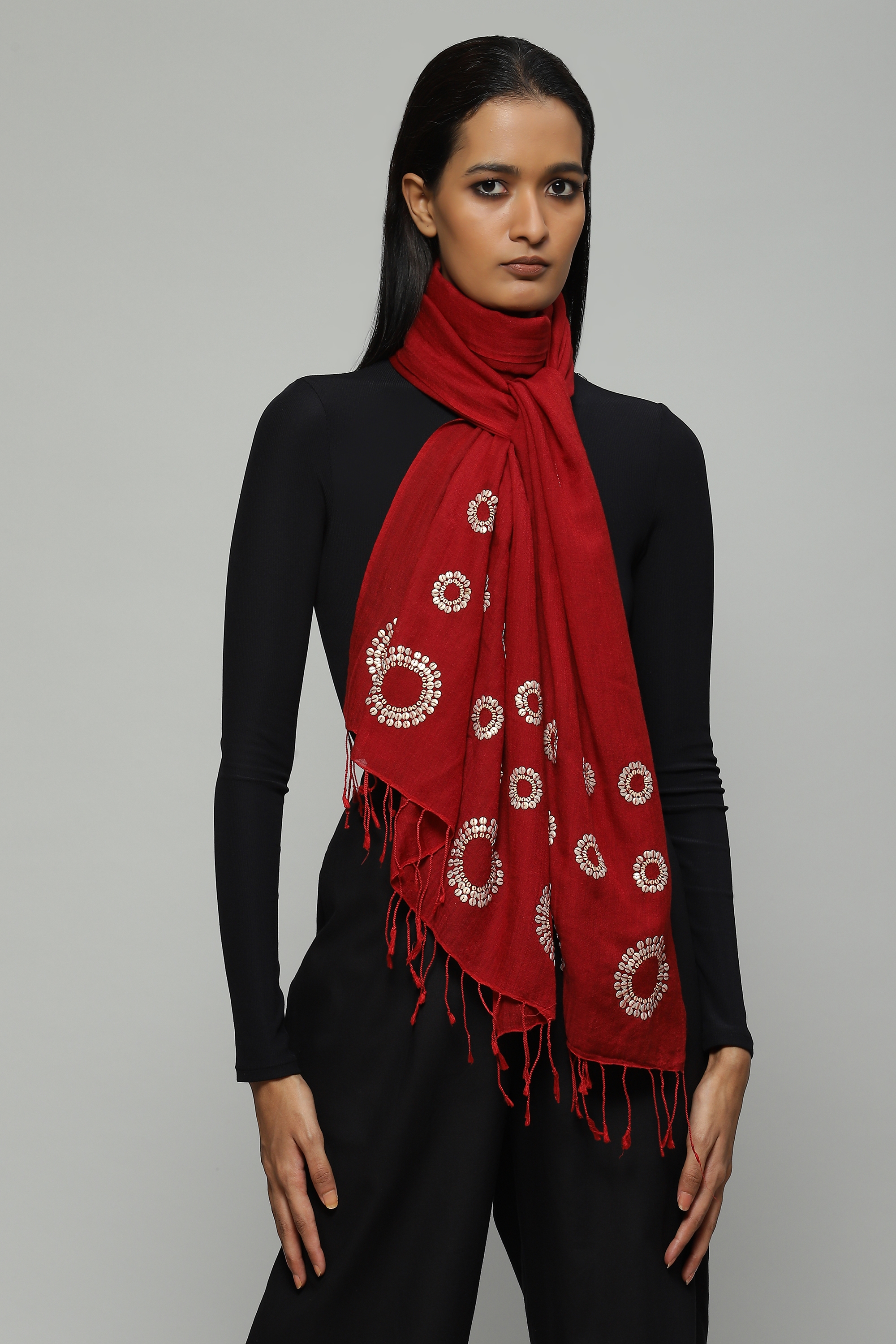 ABRAHAM AND THAKORE | Sequinned Silk Wool Scarf