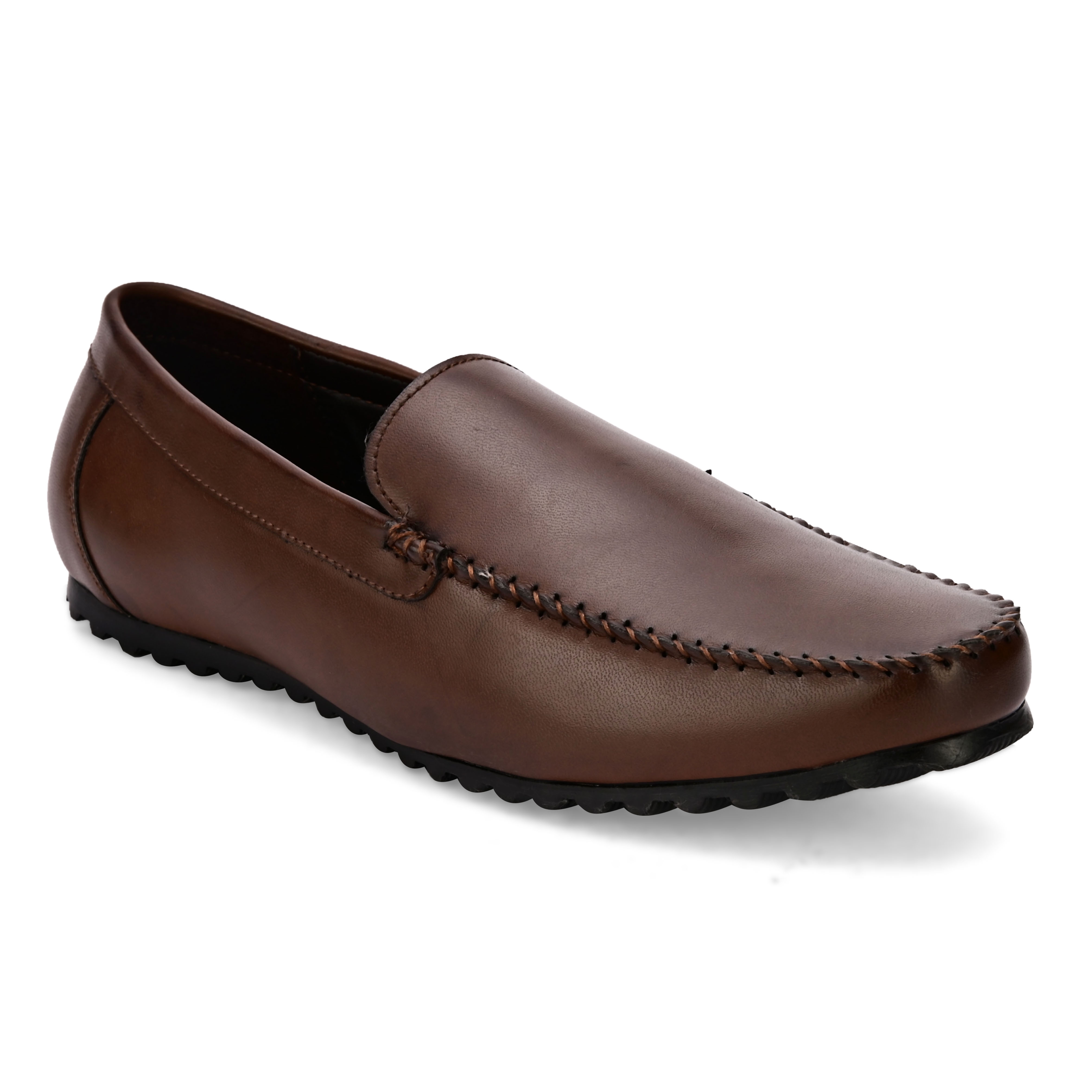 San Frissco | San Frissco Men Faux Leather Dart Brown Solid Loafers