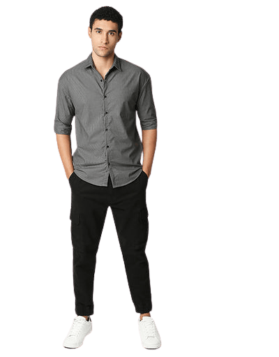 Hemsters | Hemsters Men Solid Casual Grey Shirt 4