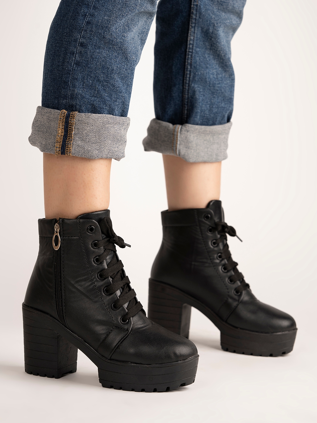 Shoetopia | Shoetopia Women Black Block Heeled Boots