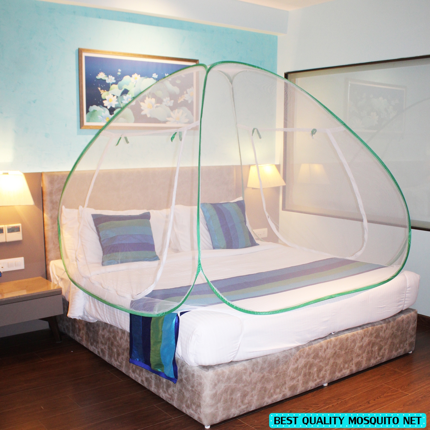 SILVER SHINE |  Green Mosquito Net Foldable Double Bed Net King Size 