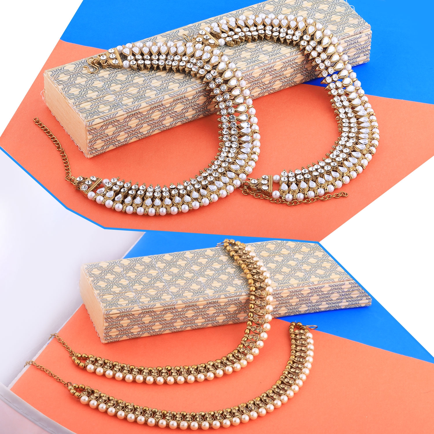 SILVER SHINE |  Designer Traditional Anklet Wedding Jewellery For Women Girls Set-2