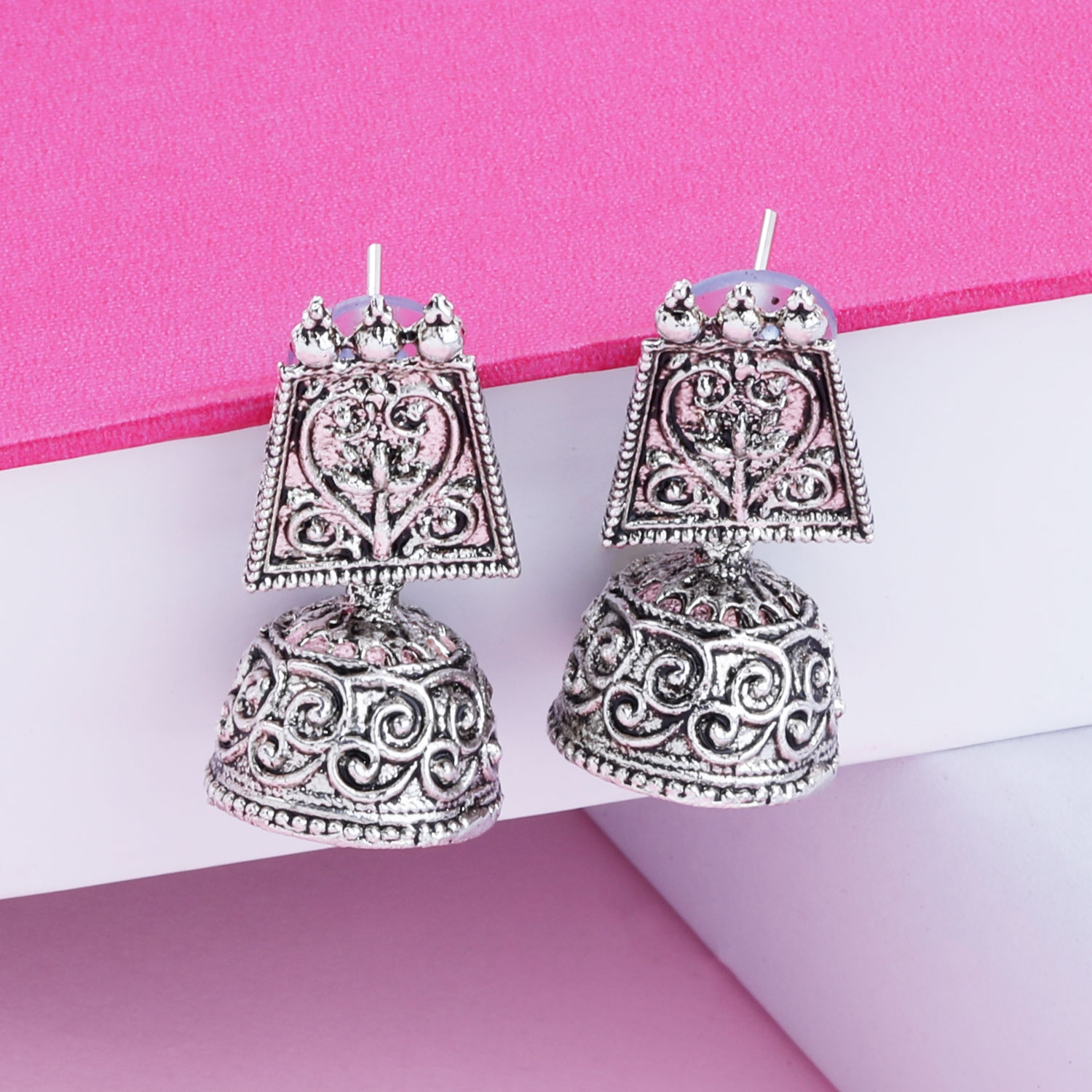 SILVER SHINE | Oxidised WeddingTraditional jhumki Earring For Women Girl 