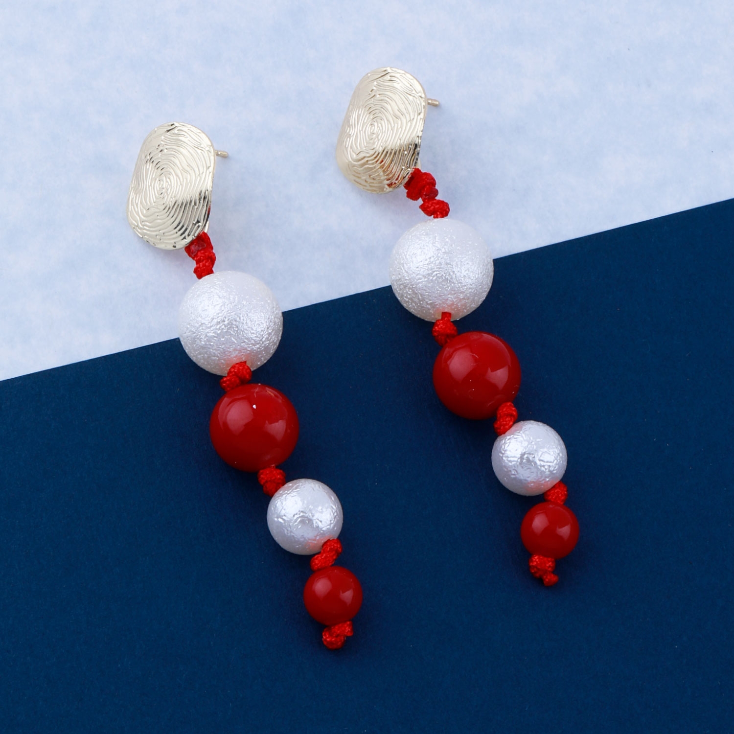 SILVER SHINE |  Unique White and Red Colour Designer Party Wear Earring For Girls and Women Jewellery