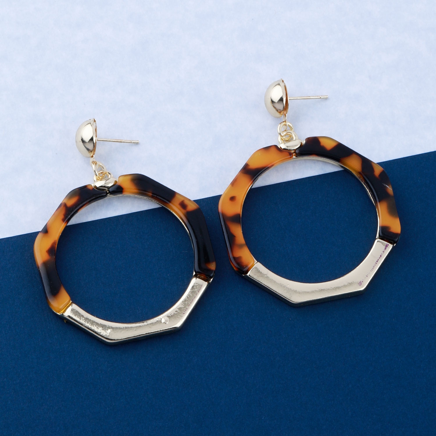 SILVER SHINE |  Metallic Hexagonal Shape Partywear Earring For Girls and Women Jewellery