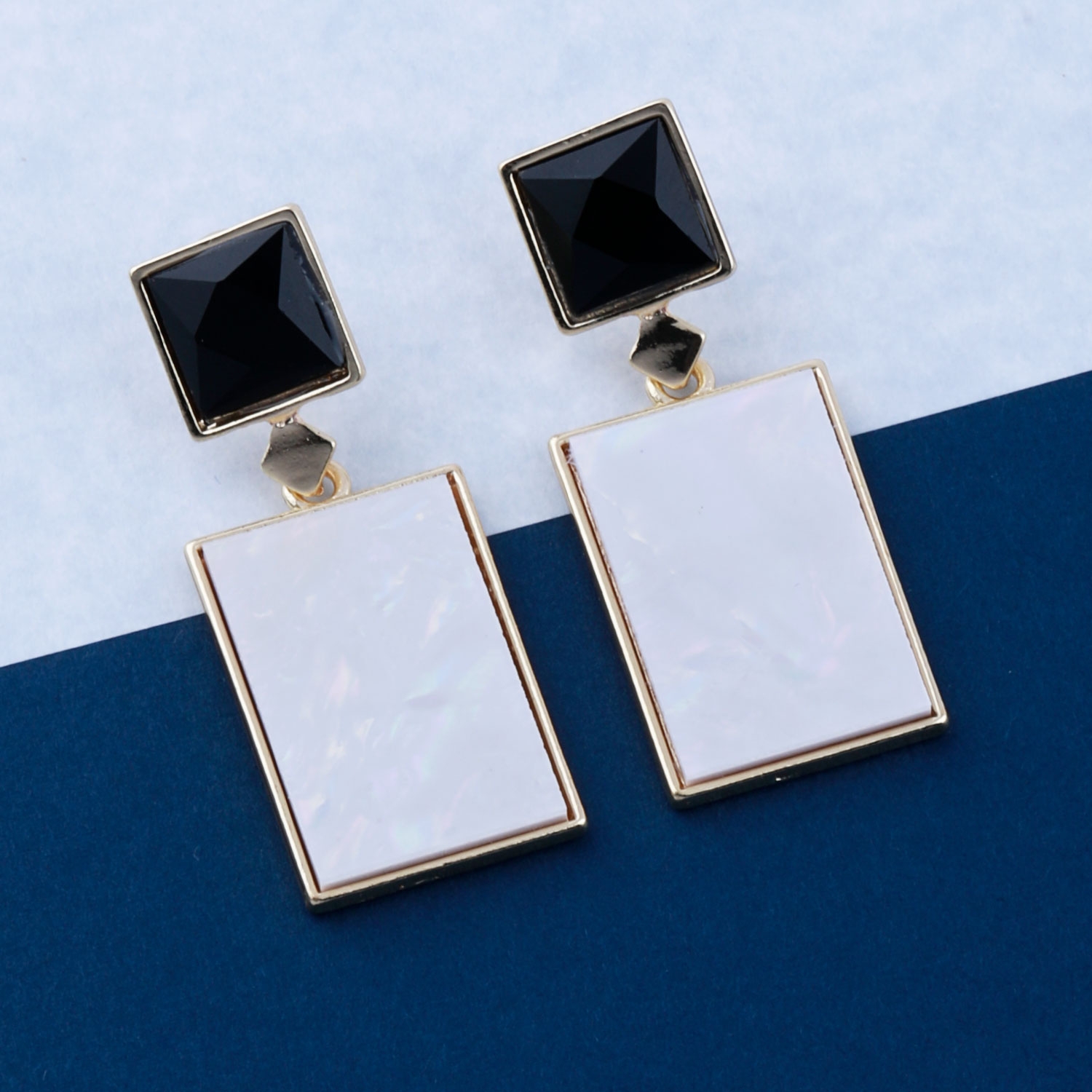 SILVER SHINE |  Black and White Colour Blocked Designer Party Wear Earring For Girls And Women Jewellery