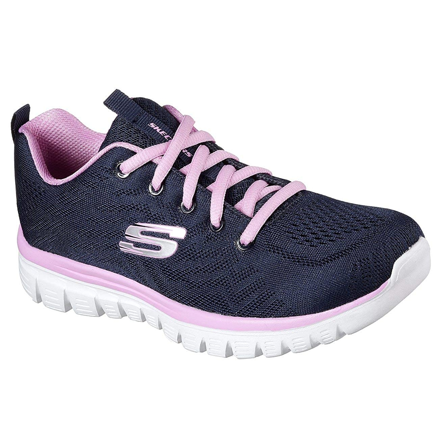 Skechers Women's Graceful-Get Connected Navy/Pink Sports Shoe