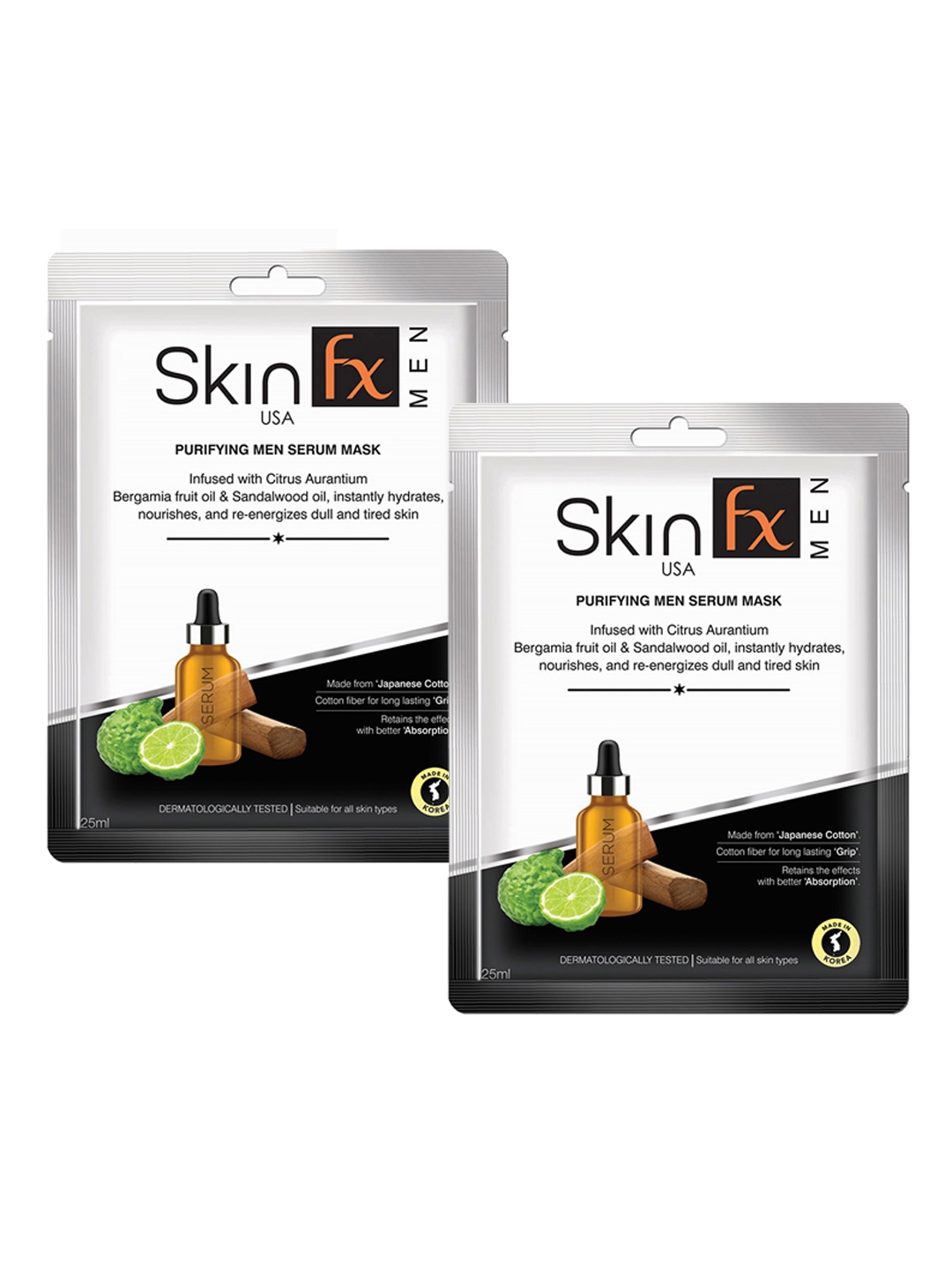 Skin Fx | Skin Fx Purifying Men Serum Mask For Dull & Tired Skin Pack of 2