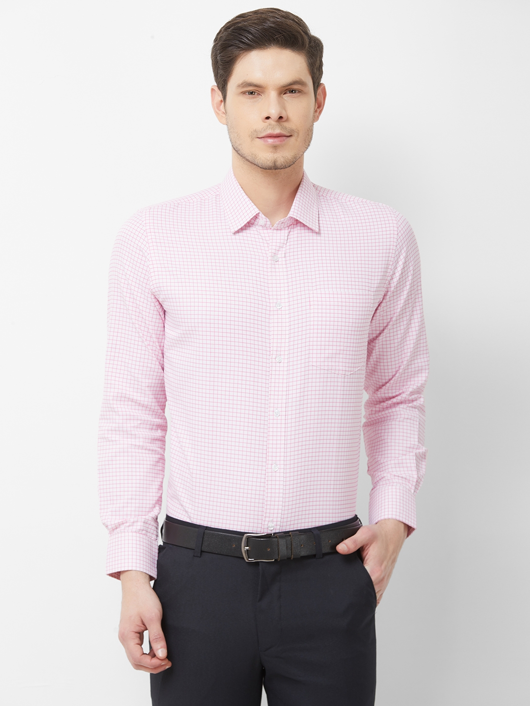 SOLEMIO | Pink Checks Formal Shirt