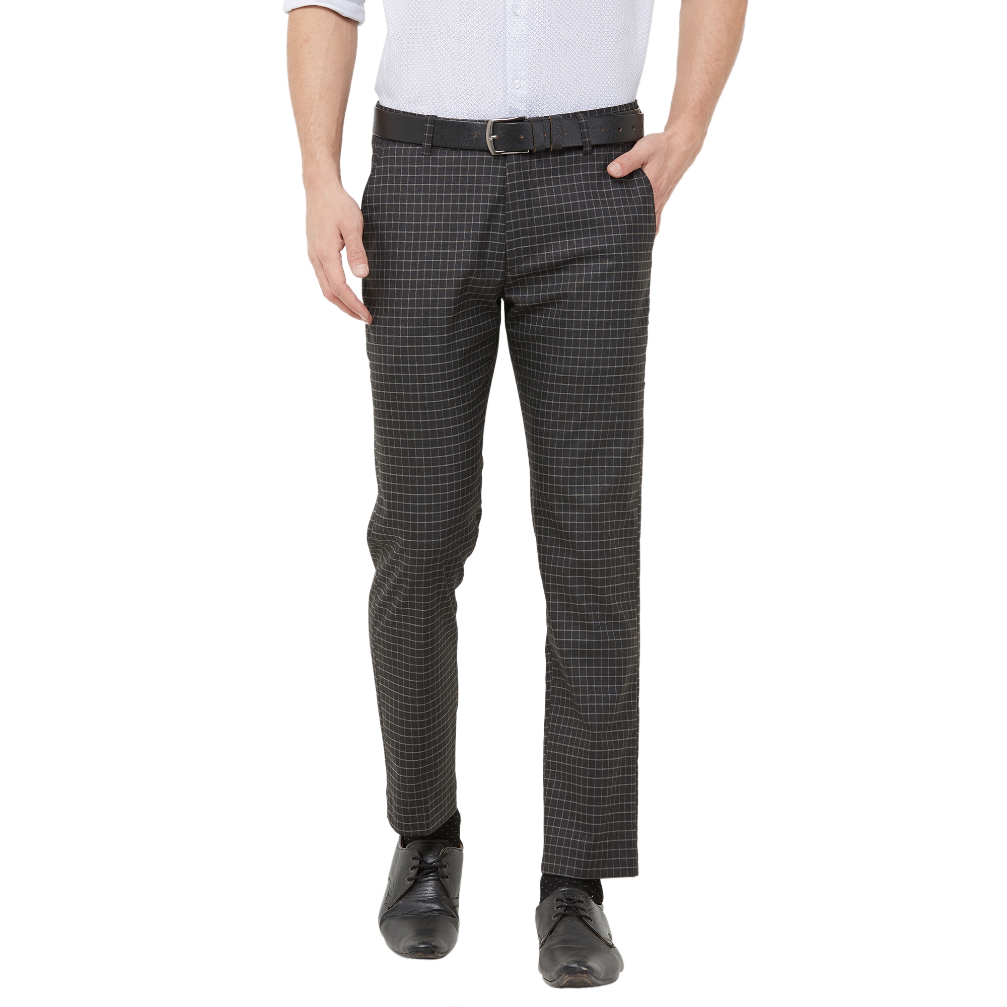 SOLEMIO | Grey Checked Formal Trouser